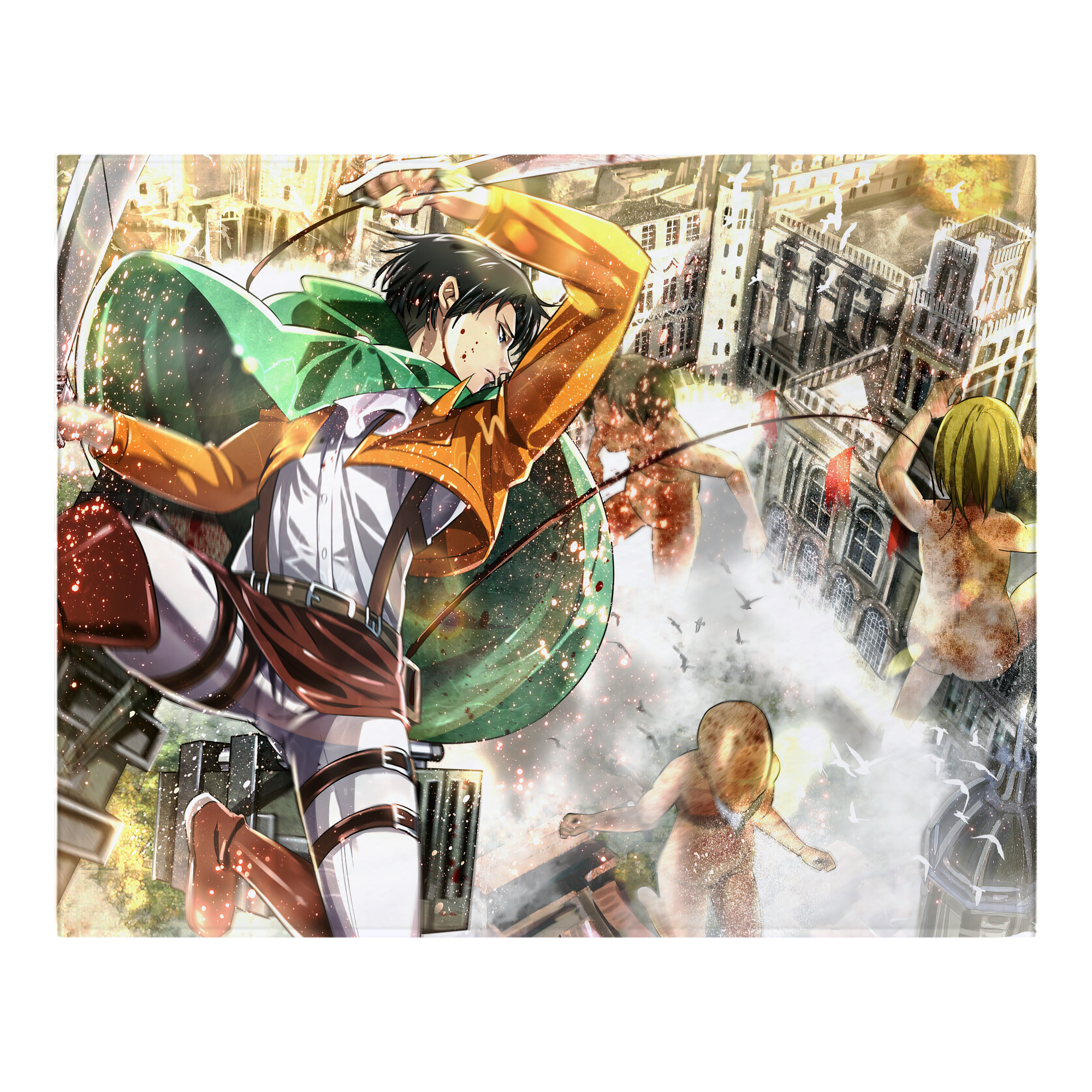 （画像用） 進撃の巨人 Attack on Titan フランネルブランケット・多サイズ対応（横型）