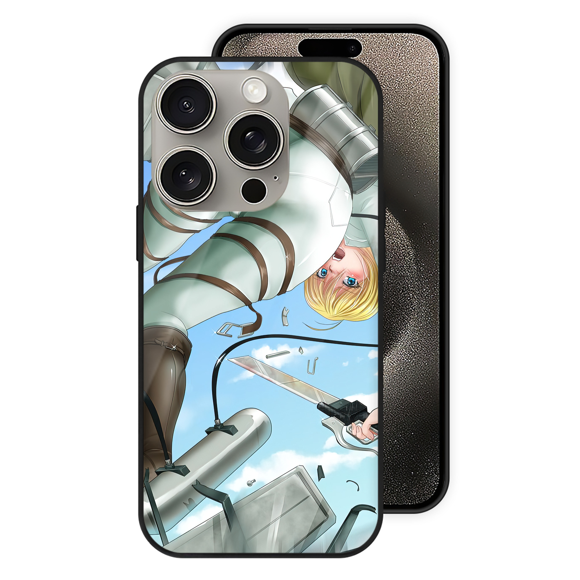 （画像用） 進撃の巨人 Attack on Titan 【iPhone15Pro対応】スマホケース 耐衝撃＆黄変防止 背面ガラス