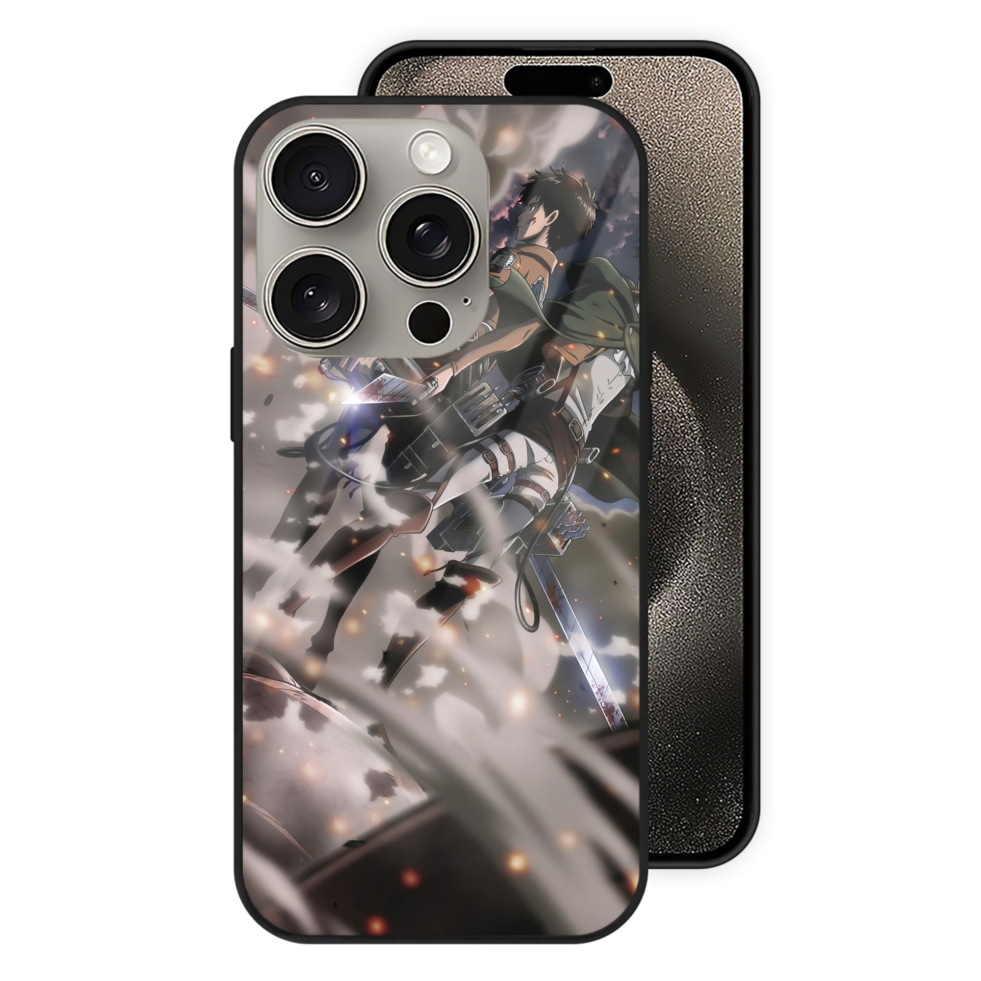 （画像用） 進撃の巨人 Attack on Titan 【iPhone15Pro対応】スマホケース 耐衝撃＆黄変防止 背面ガラス