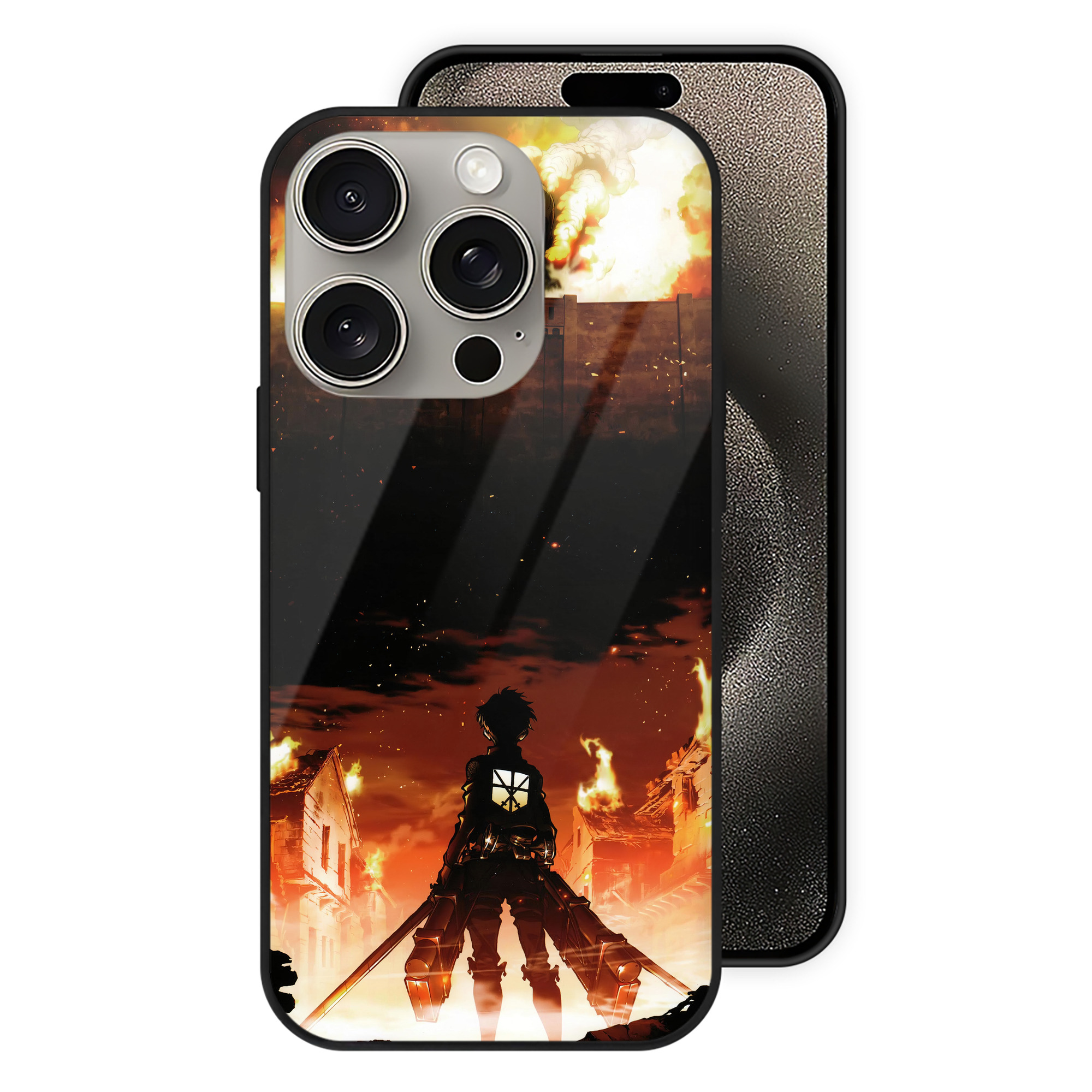 （画像用） 進撃の巨人 Attack on Titan 【iPhone15Pro対応】スマホケース 耐衝撃＆黄変防止 背面ガラス
