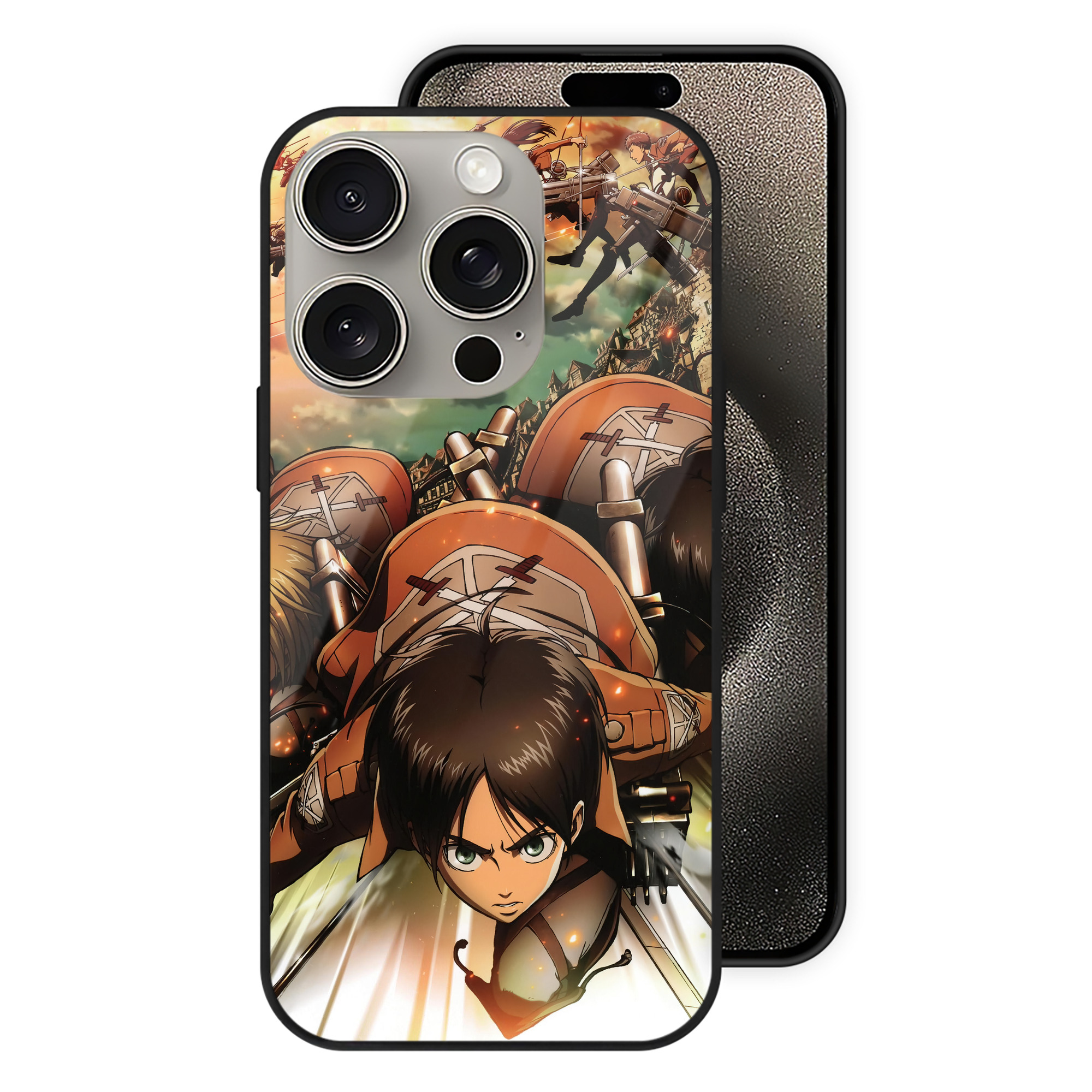 （画像用） 進撃の巨人 Attack on Titan 【iPhone15Pro対応】スマホケース 耐衝撃＆黄変防止 背面ガラス