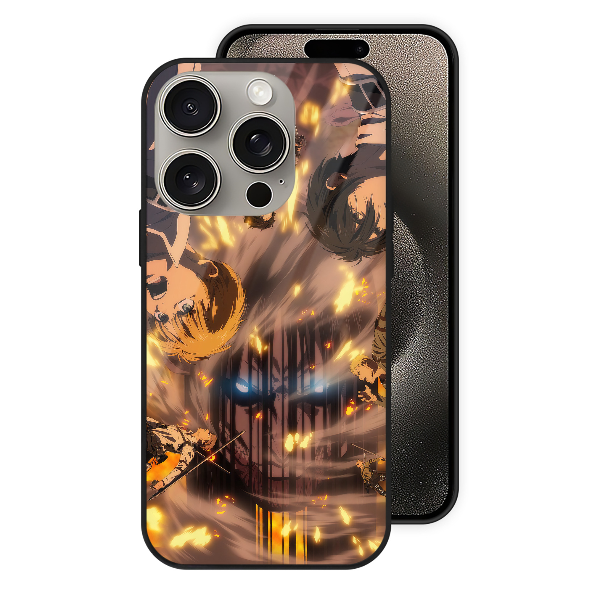 （画像用） 進撃の巨人 Attack on Titan 【iPhone15Pro対応】スマホケース 耐衝撃＆黄変防止 背面ガラス