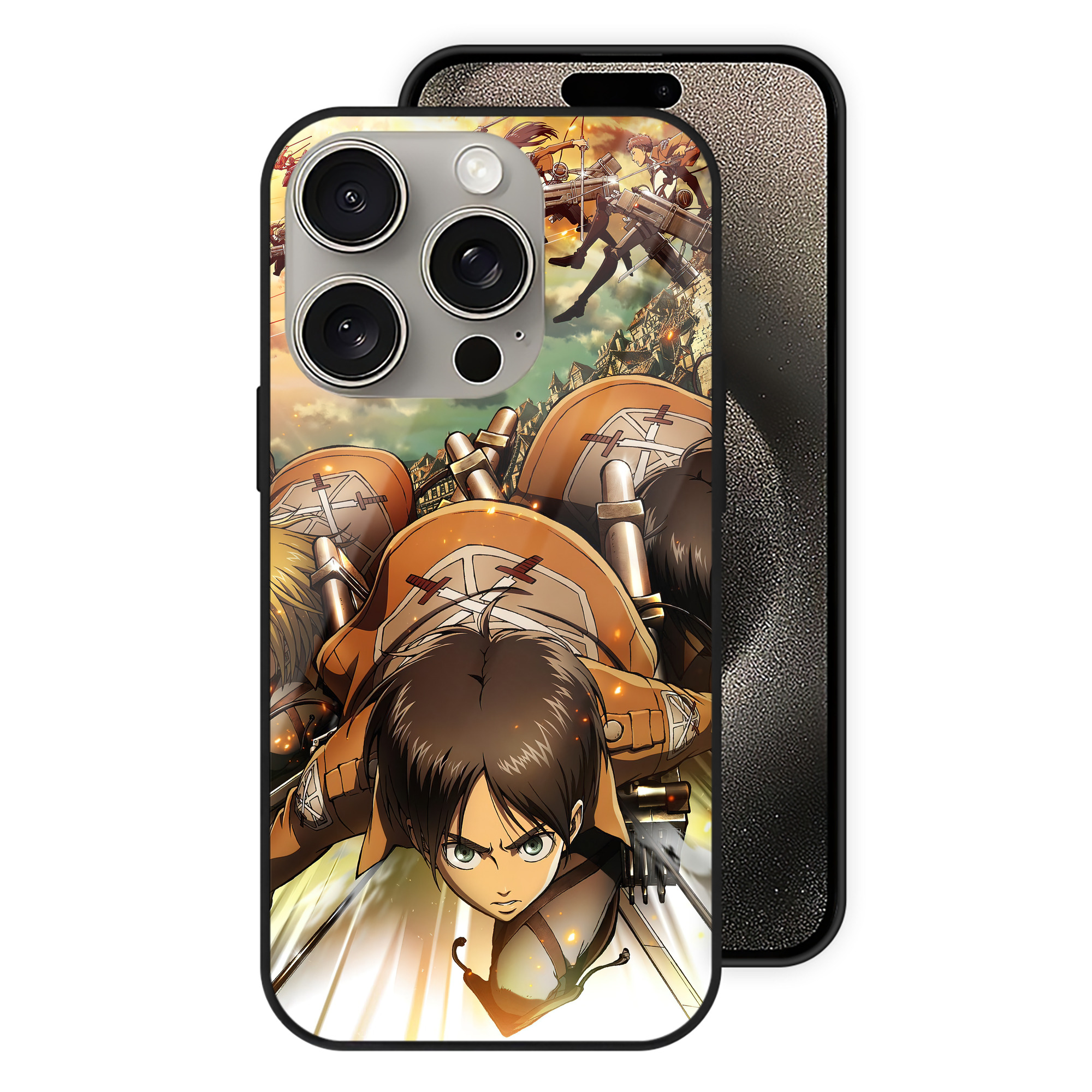 （画像用） 進撃の巨人 Attack on Titan 【iPhone15Pro対応】スマホケース 耐衝撃＆黄変防止 背面ガラス
