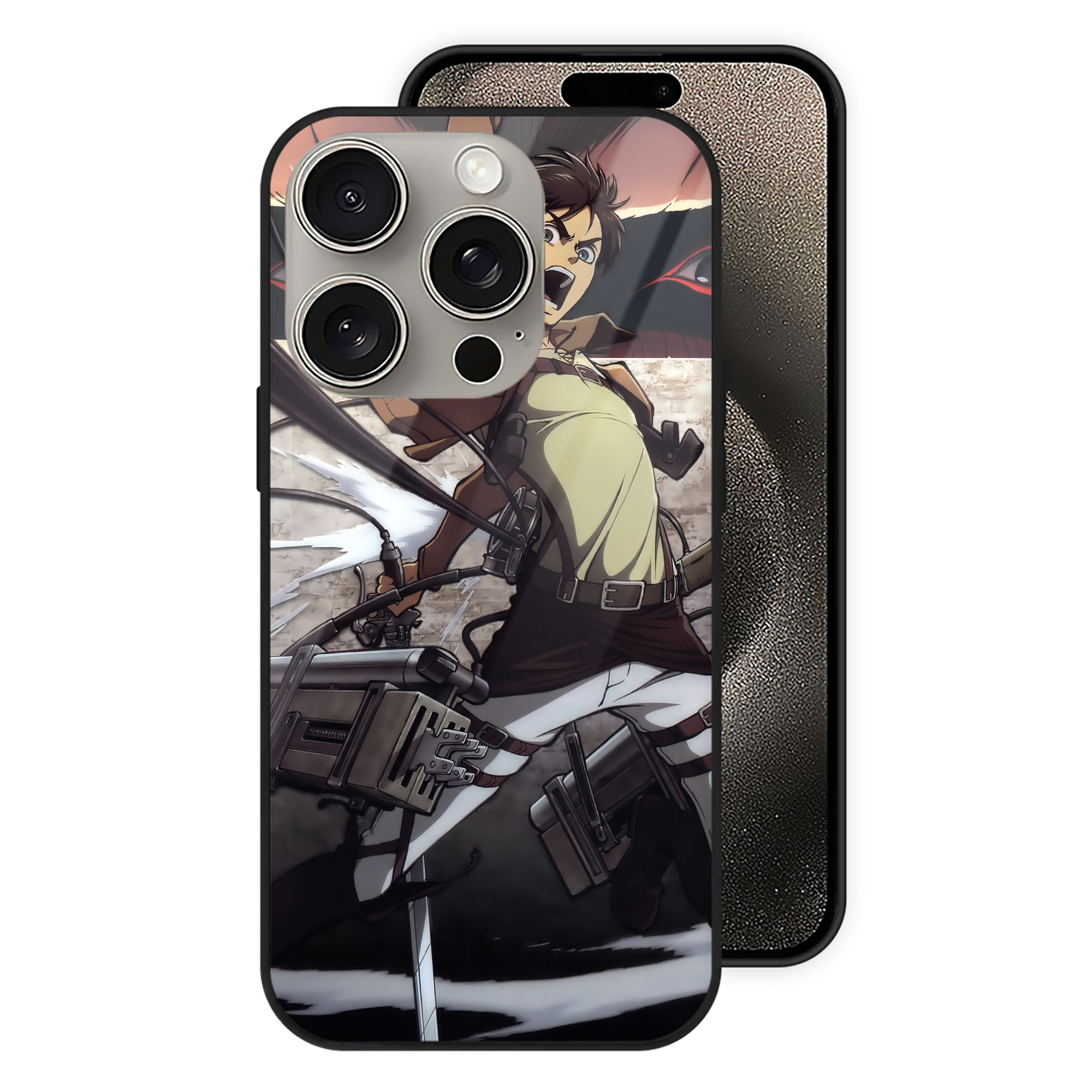 （画像用） 進撃の巨人 Attack on Titan 【iPhone15Pro対応】スマホケース 耐衝撃＆黄変防止 背面ガラス