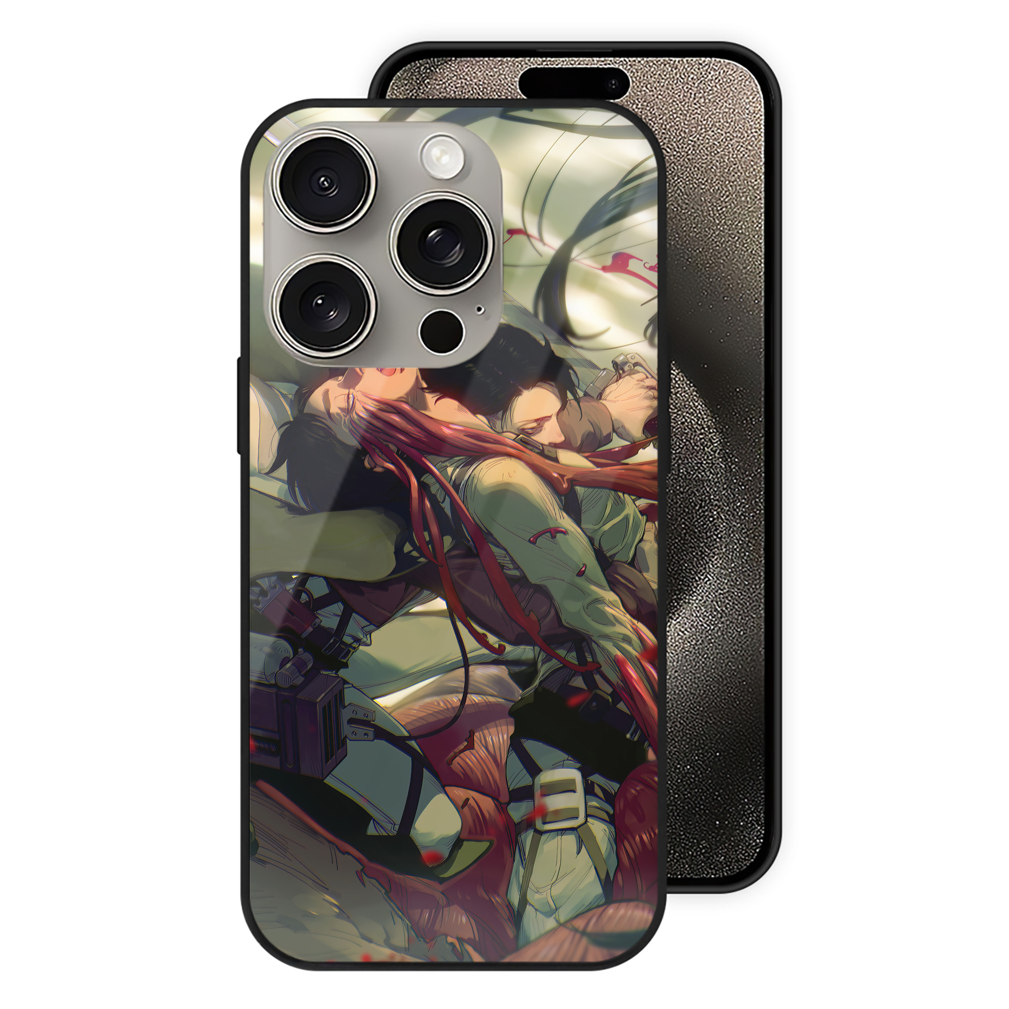 （画像用） 進撃の巨人 Attack on Titan 【iPhone15Pro対応】スマホケース 耐衝撃＆黄変防止 背面ガラス
