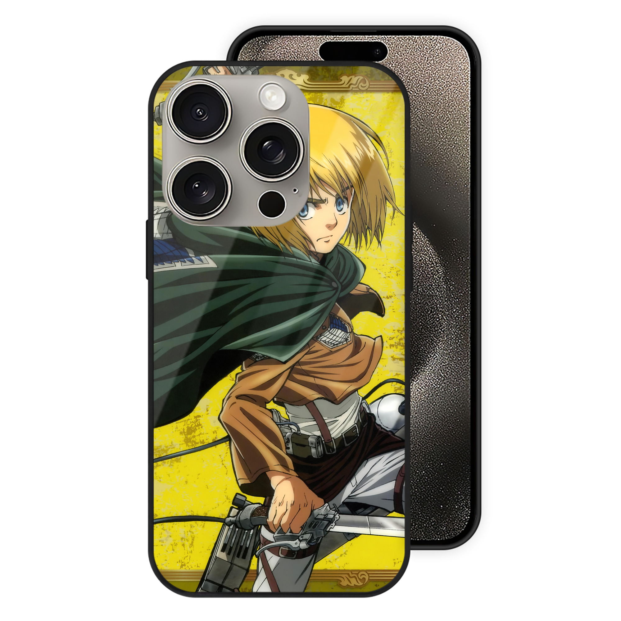 （画像用） 進撃の巨人 Attack on Titan 【iPhone15Pro対応】スマホケース 耐衝撃＆黄変防止 背面ガラス