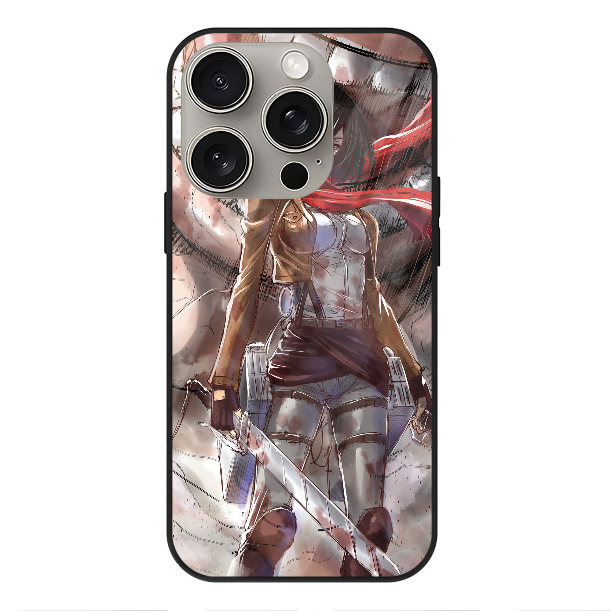 （画像用） 進撃の巨人 Attack on Titan 【iPhone15Pro対応】スマホケース 耐衝撃＆黄変防止 背面ガラス