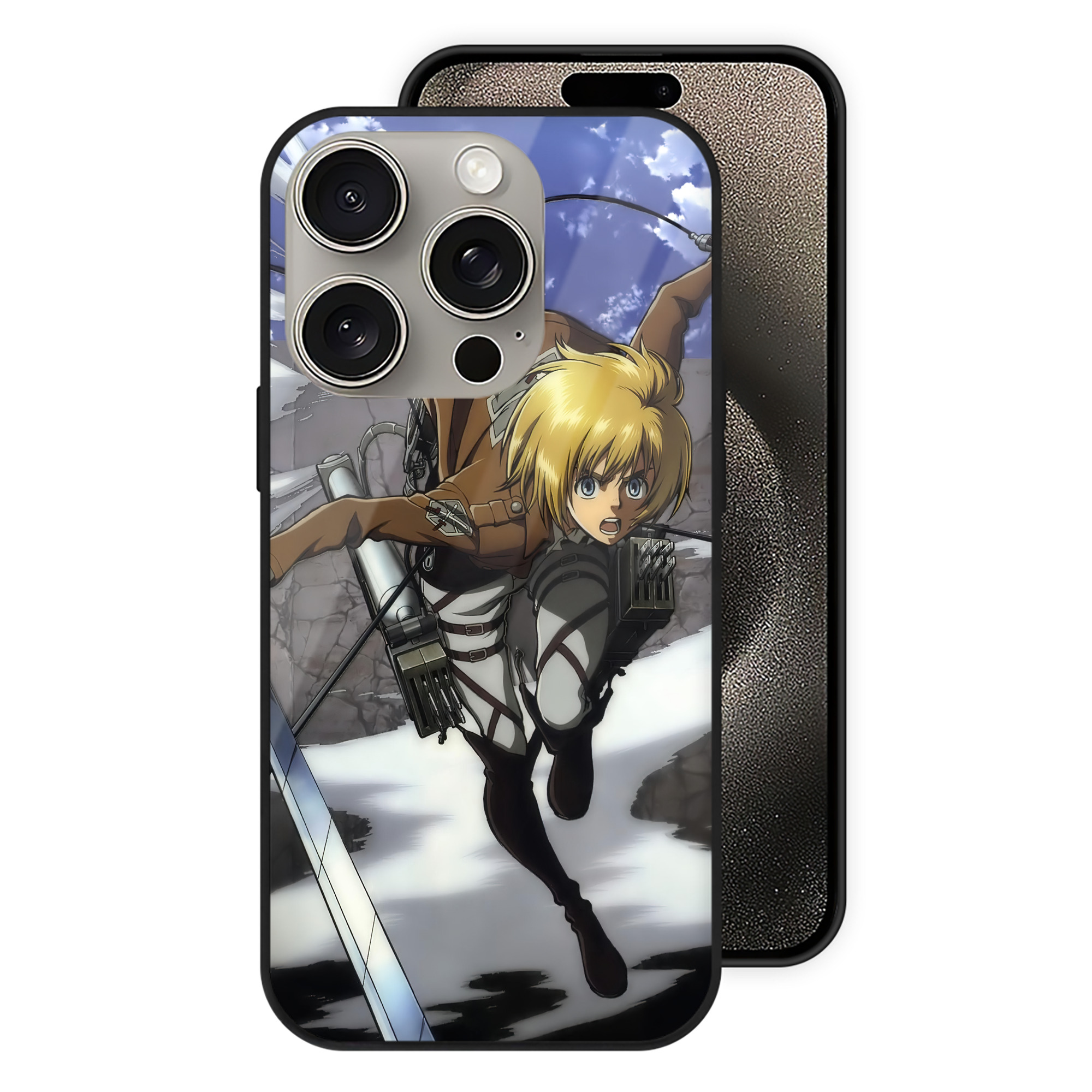 （画像用） 進撃の巨人 Attack on Titan 【iPhone15Pro対応】スマホケース 耐衝撃＆黄変防止 背面ガラス