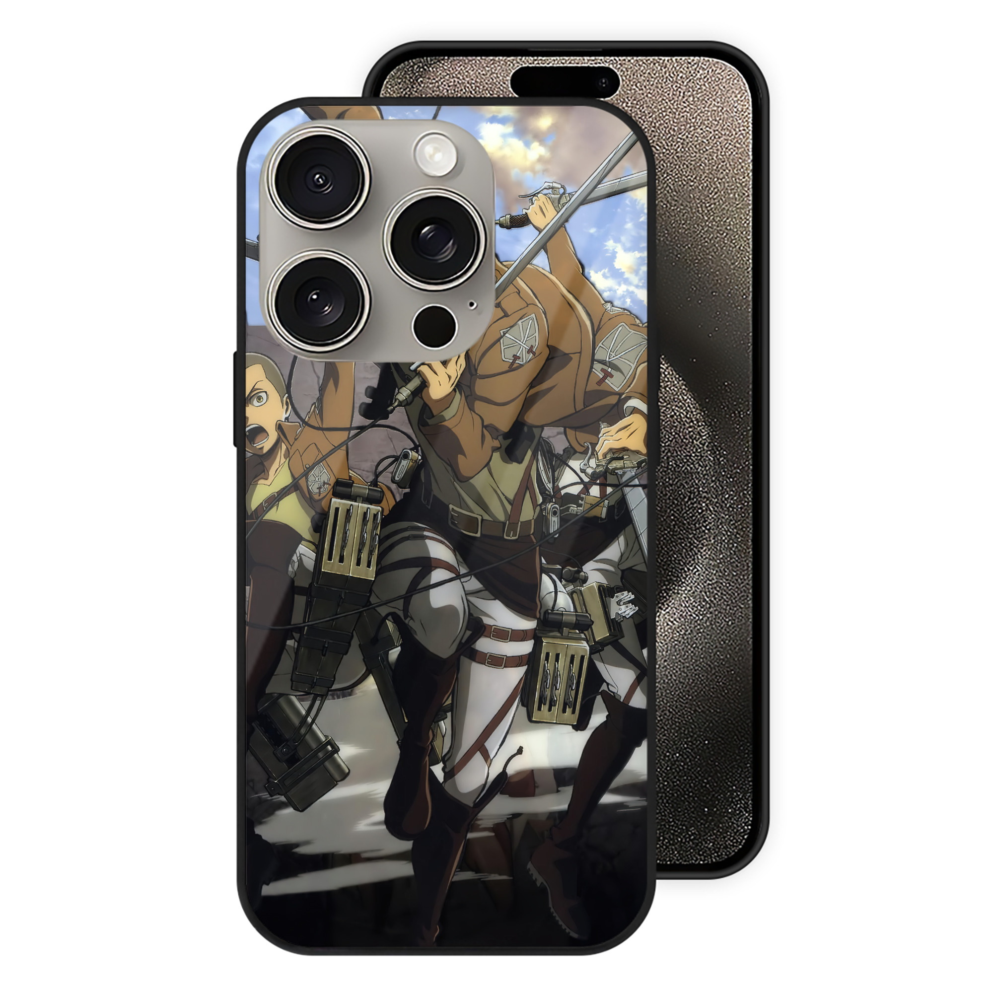 （画像用） 進撃の巨人 Attack on Titan 【iPhone15Pro対応】スマホケース 耐衝撃＆黄変防止 背面ガラス