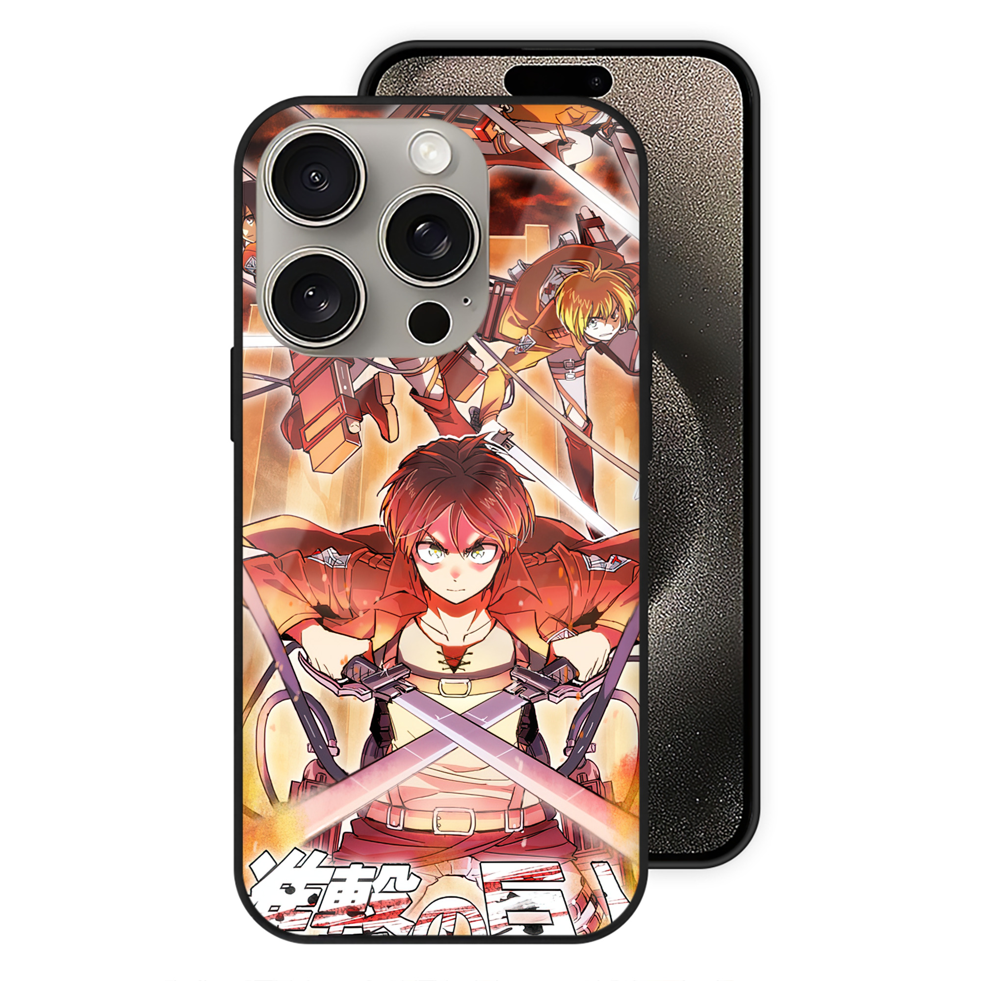 （画像用） 進撃の巨人 Attack on Titan 【iPhone15Pro対応】スマホケース 耐衝撃＆黄変防止 背面ガラス