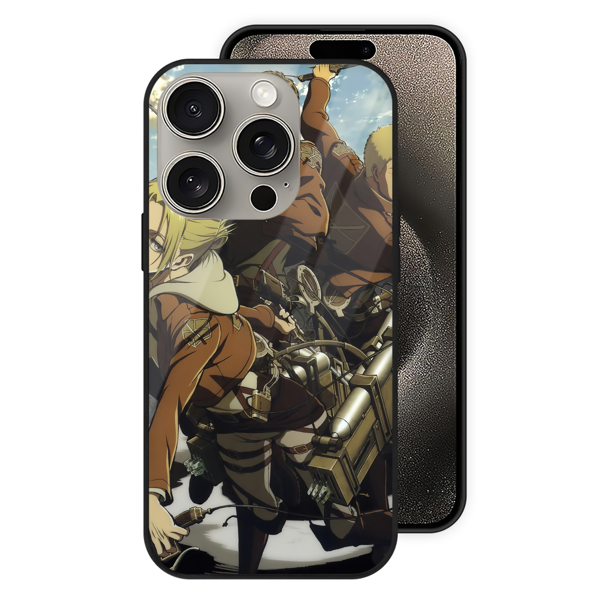 （画像用） 進撃の巨人 Attack on Titan 【iPhone15Pro対応】スマホケース 耐衝撃＆黄変防止 背面ガラス