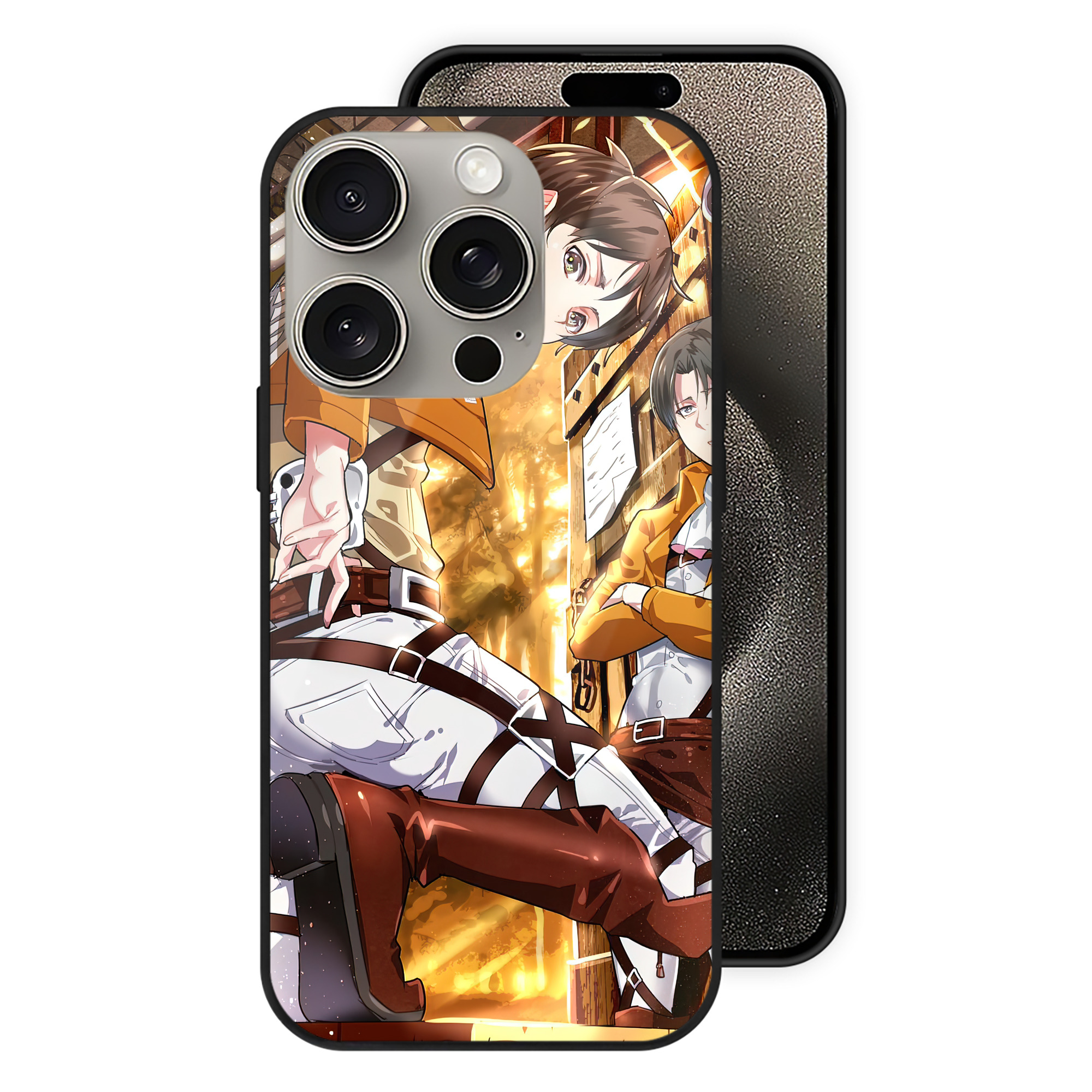 （画像用） 進撃の巨人 Attack on Titan 【iPhone15Pro対応】スマホケース 耐衝撃＆黄変防止 背面ガラス