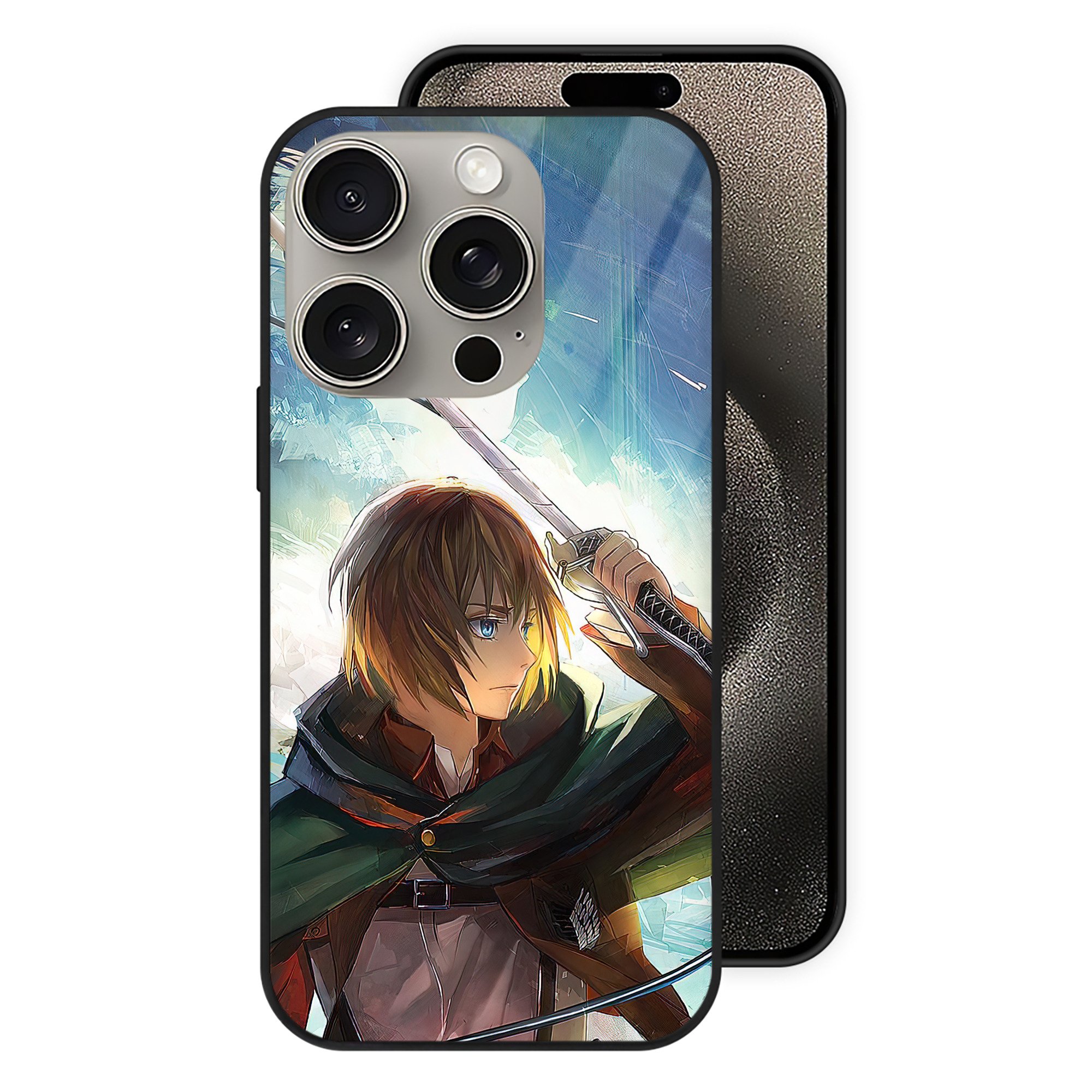 （画像用） 進撃の巨人 Attack on Titan 【iPhone15Pro対応】スマホケース 耐衝撃＆黄変防止 背面ガラス