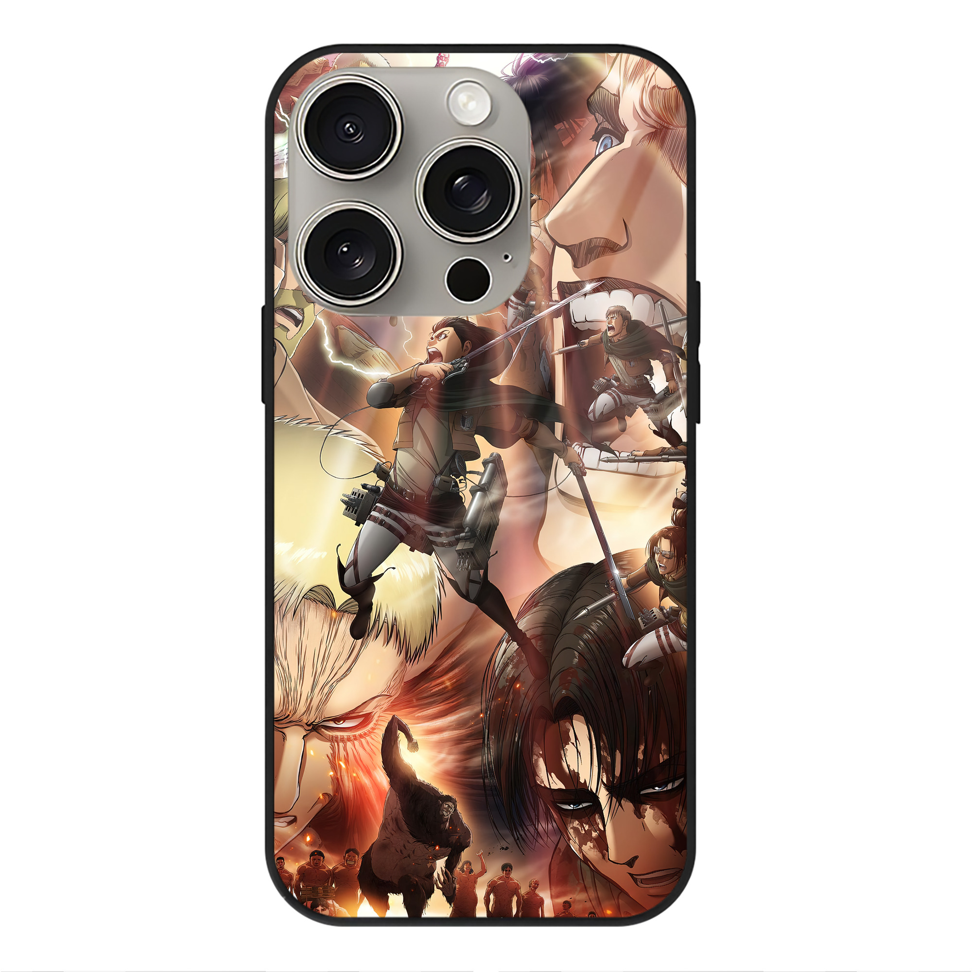 （画像用） 進撃の巨人 Attack on Titan 【iPhone15Pro対応】スマホケース 耐衝撃＆黄変防止 背面ガラス
