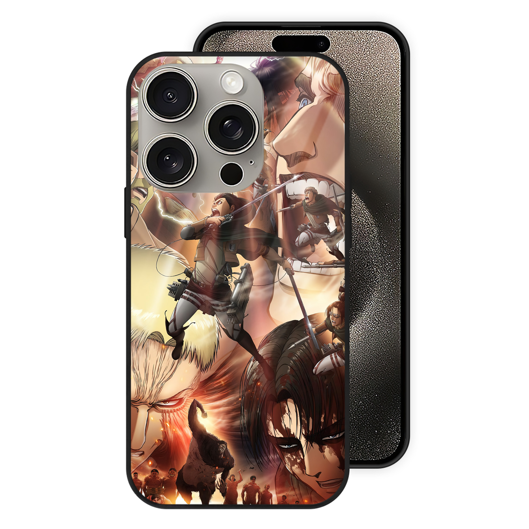 （画像用） 進撃の巨人 Attack on Titan 【iPhone15Pro対応】スマホケース 耐衝撃＆黄変防止 背面ガラス