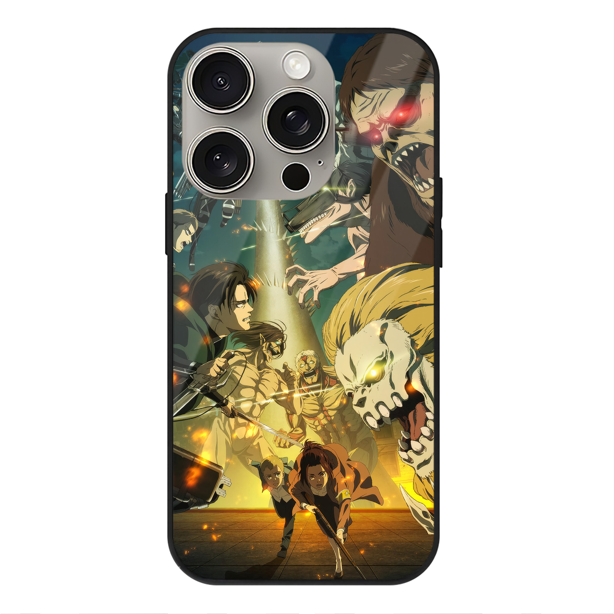 （画像用） 進撃の巨人 Attack on Titan 【iPhone15Pro対応】スマホケース 耐衝撃＆黄変防止 背面ガラス