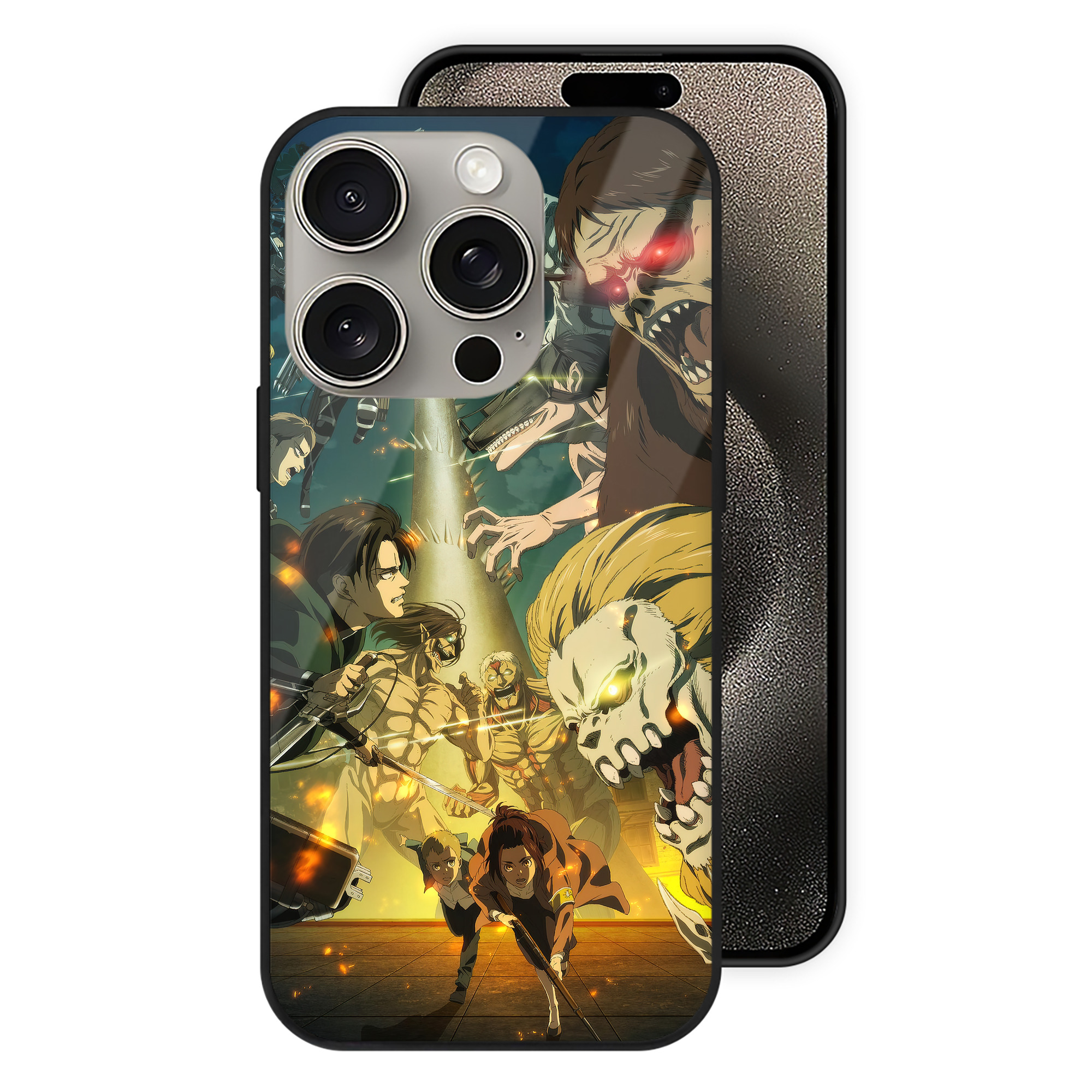 （画像用） 進撃の巨人 Attack on Titan 【iPhone15Pro対応】スマホケース 耐衝撃＆黄変防止 背面ガラス