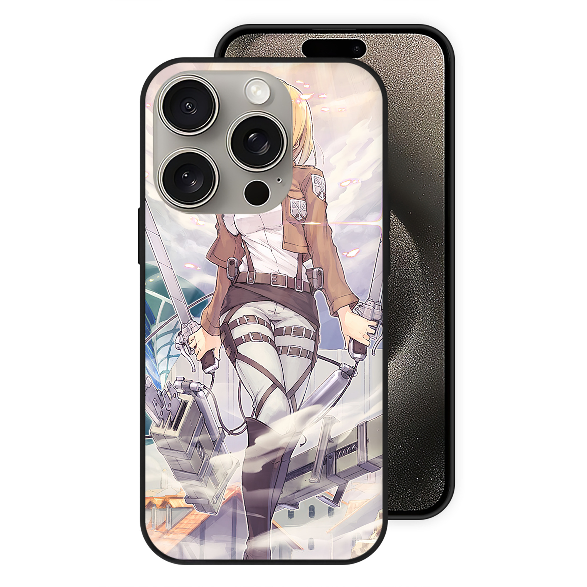 （画像用） 進撃の巨人 Attack on Titan 【iPhone15Pro対応】スマホケース 耐衝撃＆黄変防止 背面ガラス