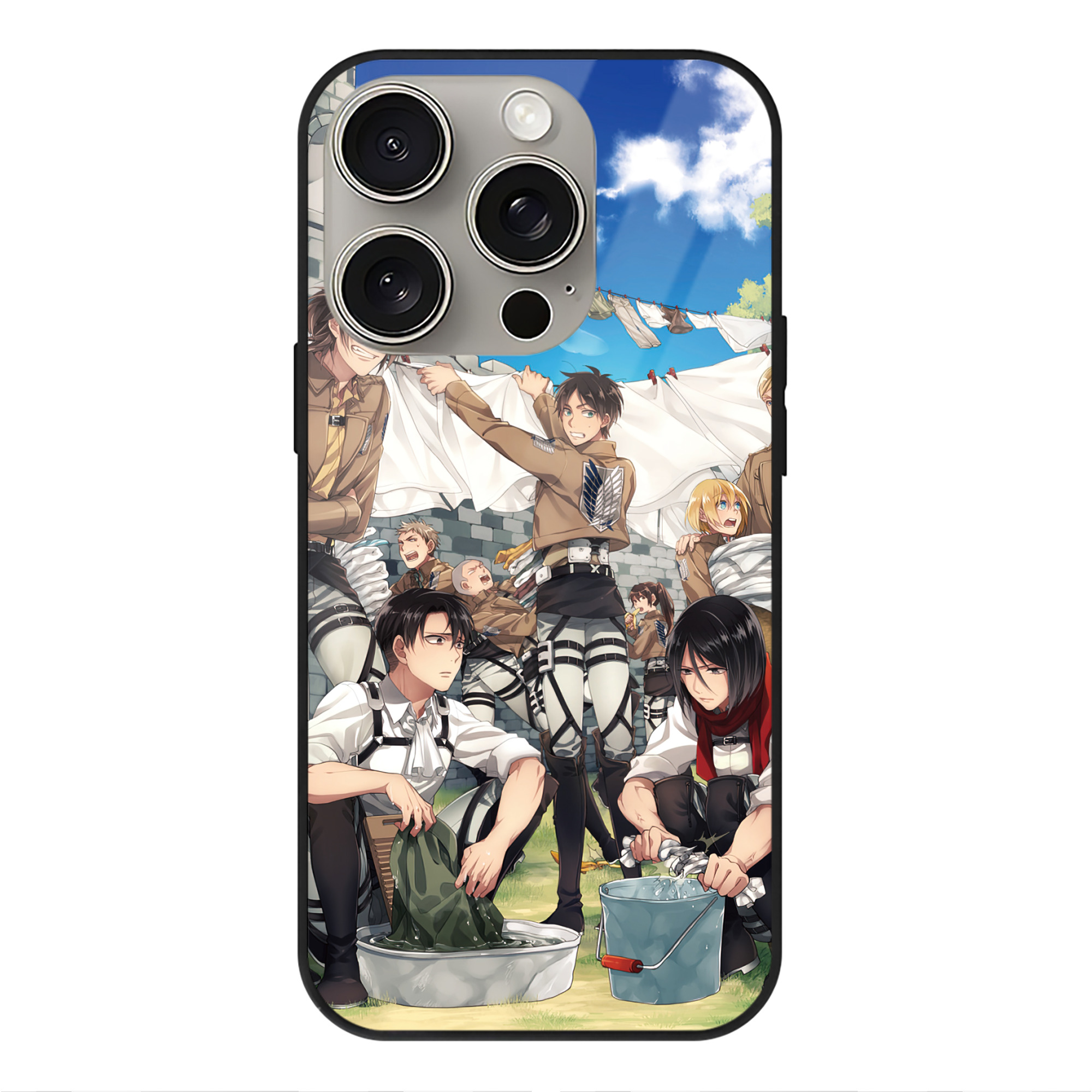 （画像用） 進撃の巨人 Attack on Titan 【iPhone15Pro対応】スマホケース 耐衝撃＆黄変防止 背面ガラス