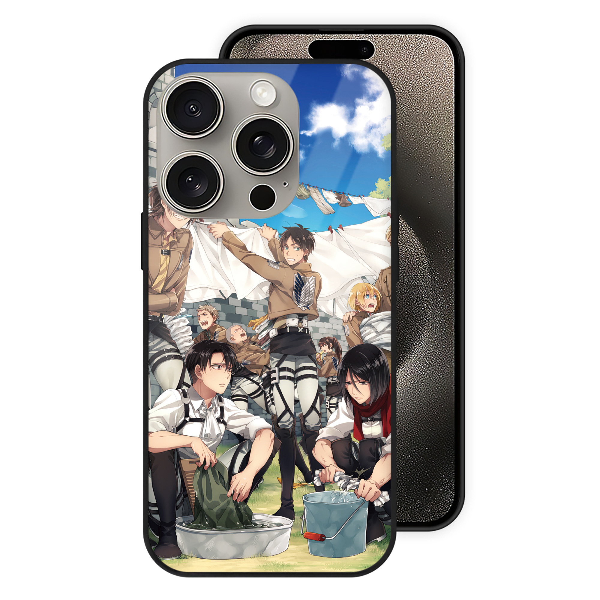 （画像用） 進撃の巨人 Attack on Titan 【iPhone15Pro対応】スマホケース 耐衝撃＆黄変防止 背面ガラス