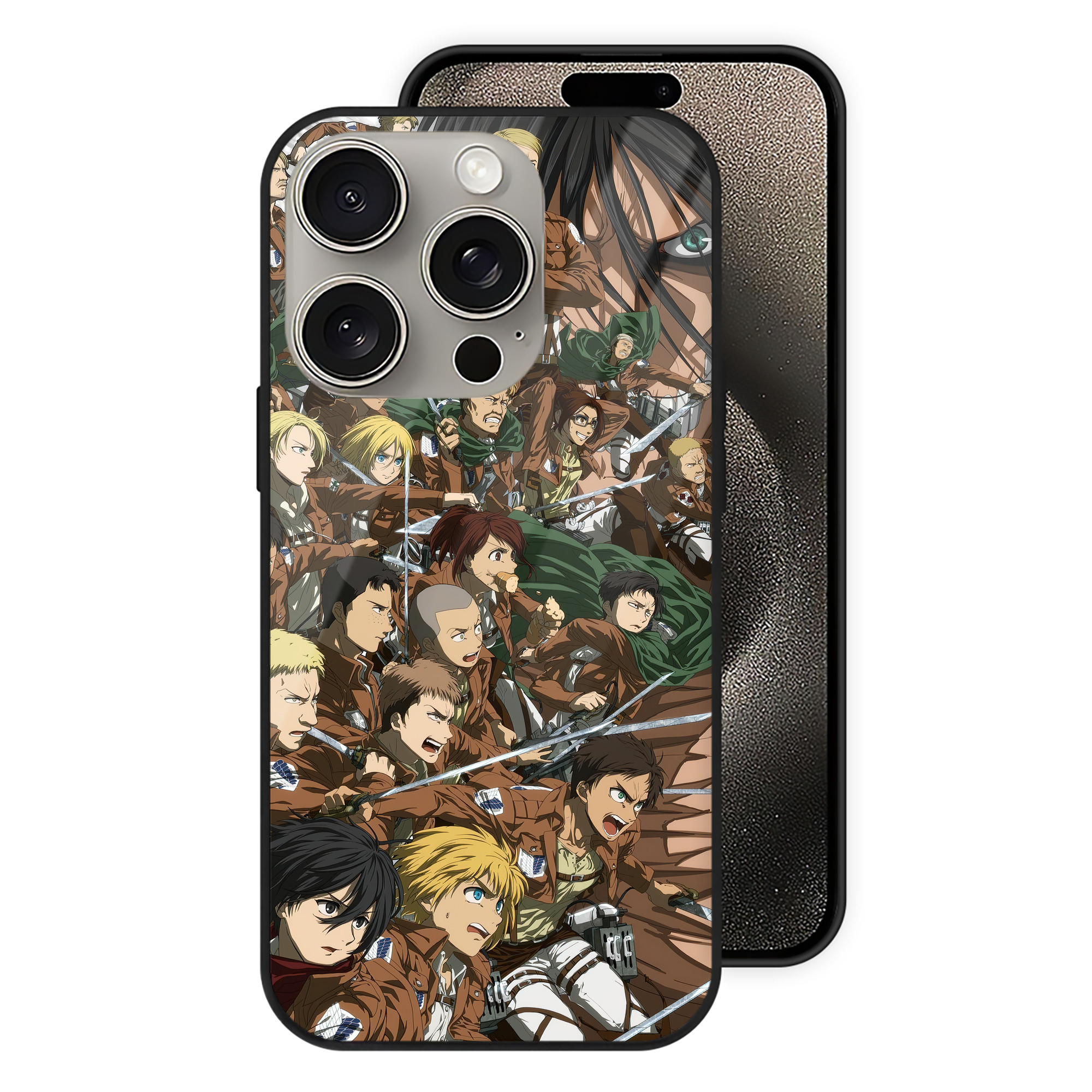 （画像用） 進撃の巨人 Attack on Titan 【iPhone15Pro対応】スマホケース 耐衝撃＆黄変防止 背面ガラス