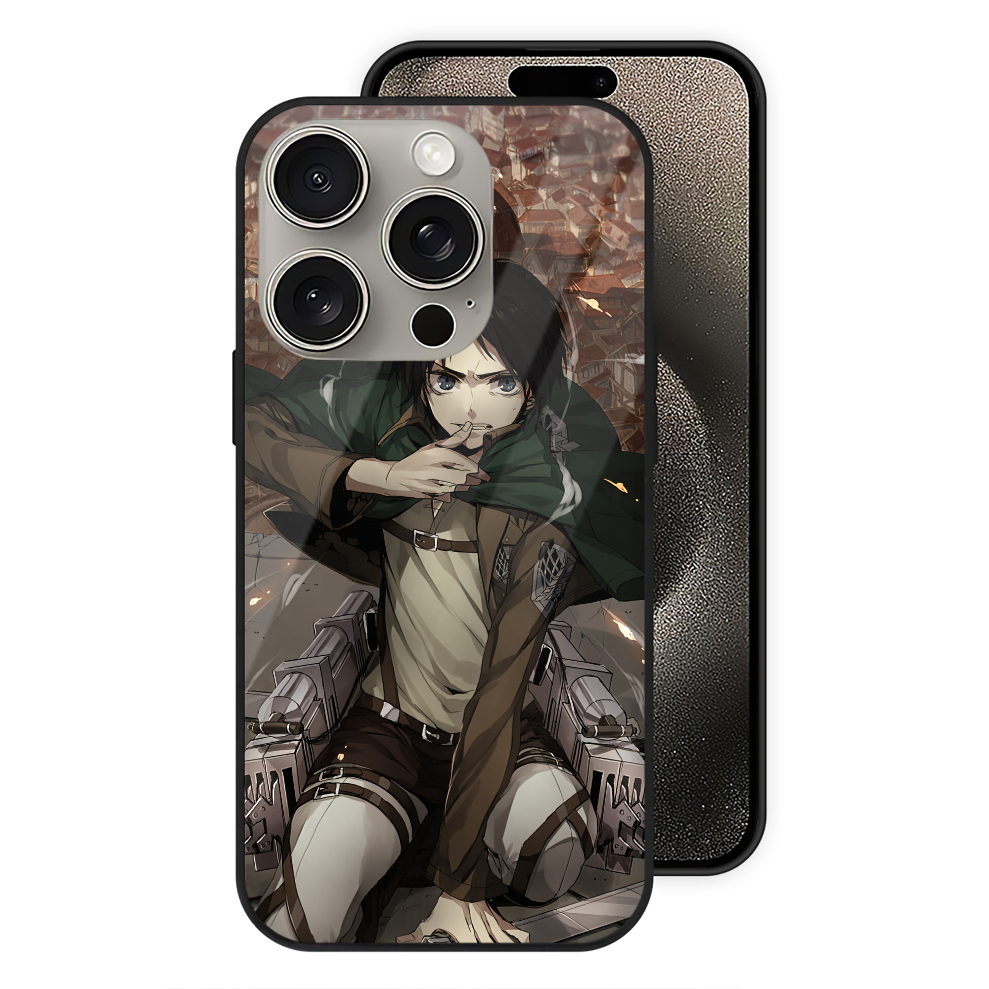 （画像用） 進撃の巨人 Attack on Titan 【iPhone15Pro対応】スマホケース 耐衝撃＆黄変防止 背面ガラス