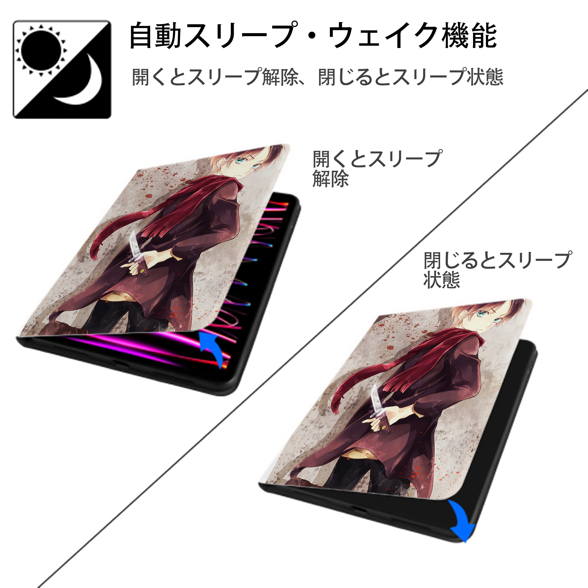 進撃の巨人 Attack on Titan IPad ケース ペン収納付き 三つ折りスタンド PUレザー×シリコン 対応機種9.5/10.5/10.9インチ