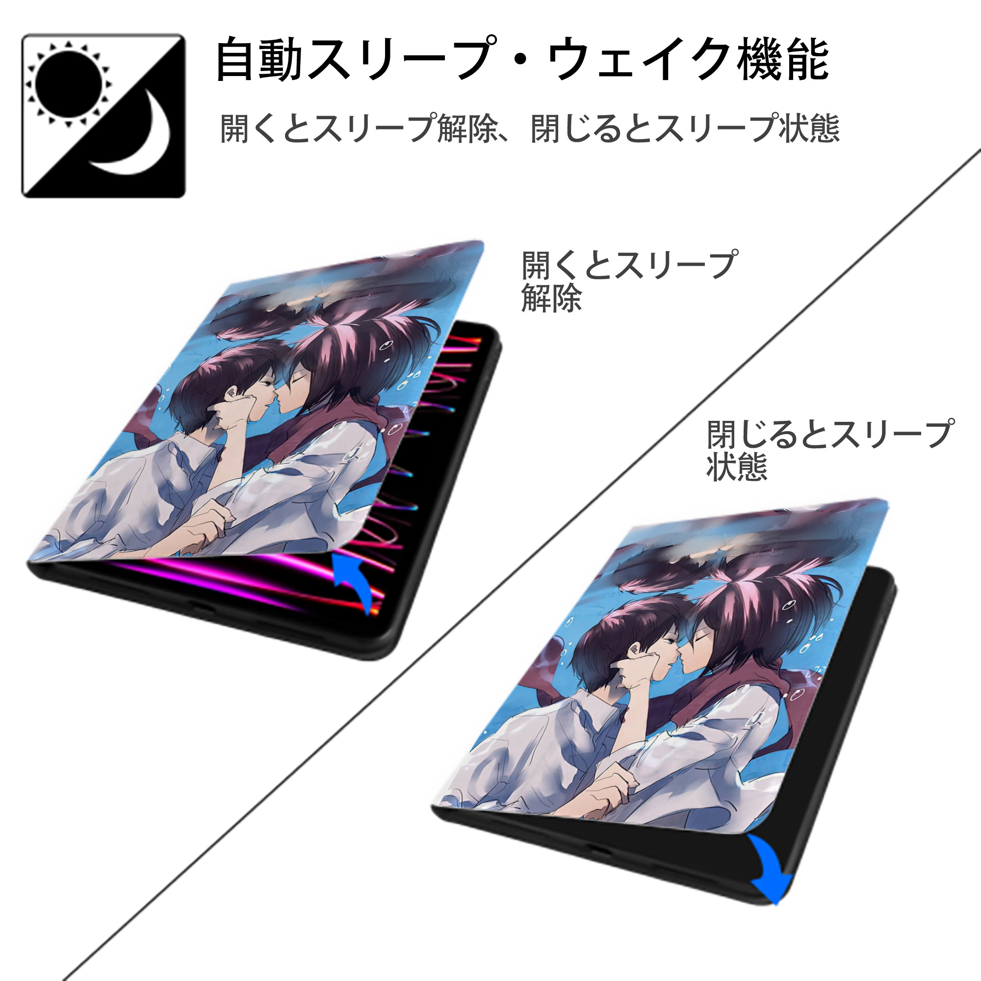 進撃の巨人 Attack on Titan IPad ケース ペン収納付き 三つ折りスタンド PUレザー×シリコン 対応機種9.5/10.5/10.9インチ