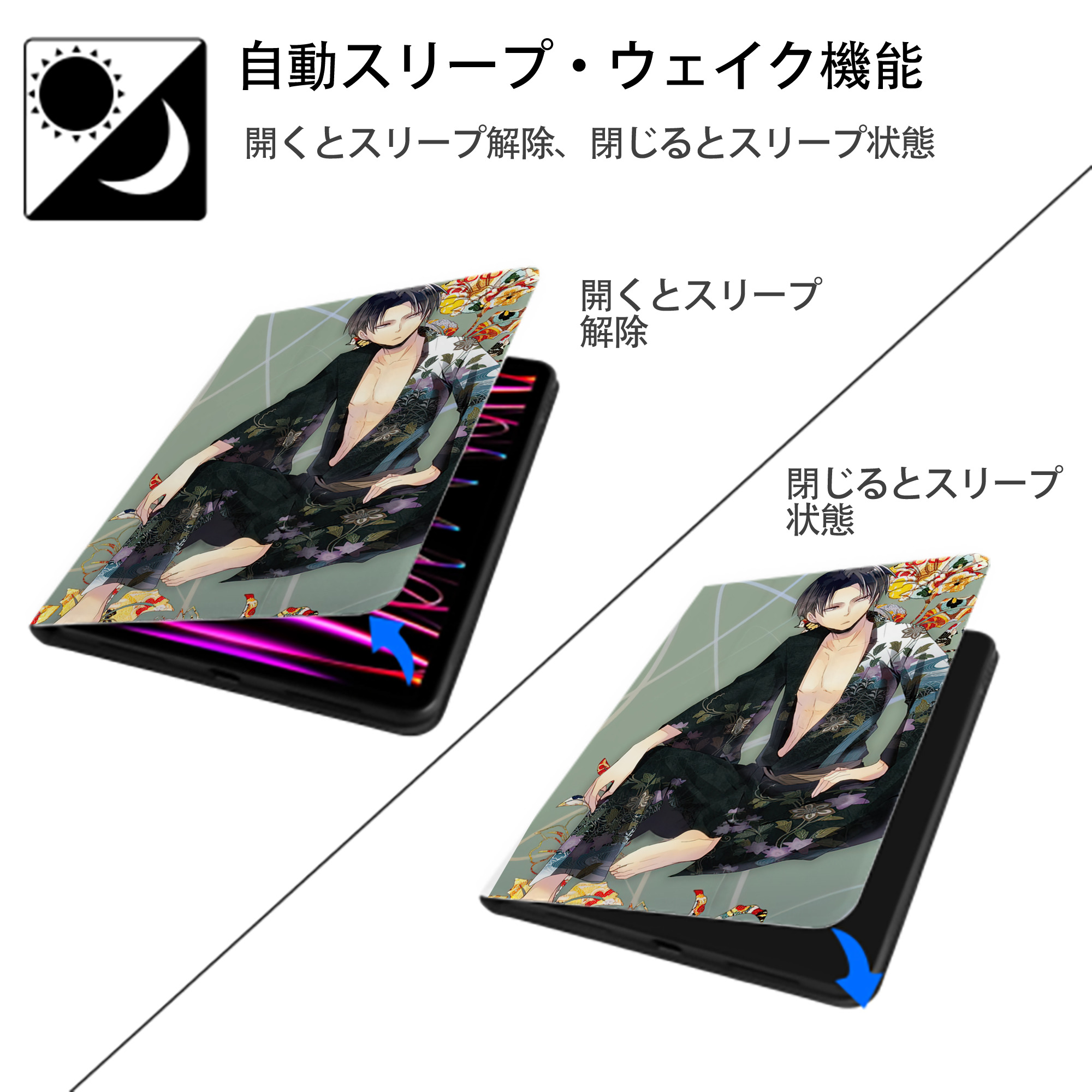 進撃の巨人 Attack on Titan IPad ケース ペン収納付き 三つ折りスタンド PUレザー×シリコン 対応機種9.5/10.5/10.9インチ