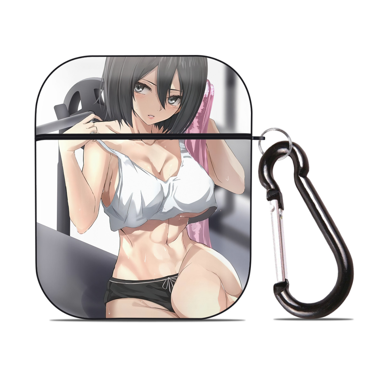 （画像用） 進撃の巨人 Attack on Titan AirPods 第2世代保護ケース ハードシェル ブラック 耐衝撃・防指紋・カラビナ付き
