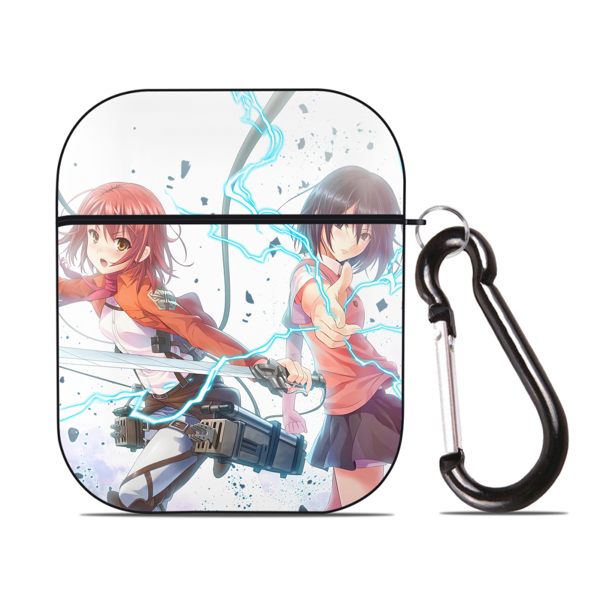 （画像用） 進撃の巨人 Attack on Titan AirPods 第2世代保護ケース ハードシェル ブラック 耐衝撃・防指紋・カラビナ付き