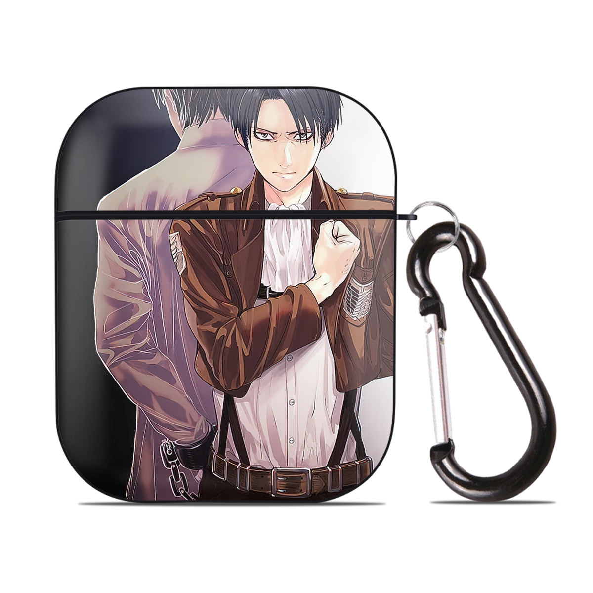 （画像用） 進撃の巨人 Attack on Titan AirPods 第2世代保護ケース ハードシェル ブラック 耐衝撃・防指紋・カラビナ付き
