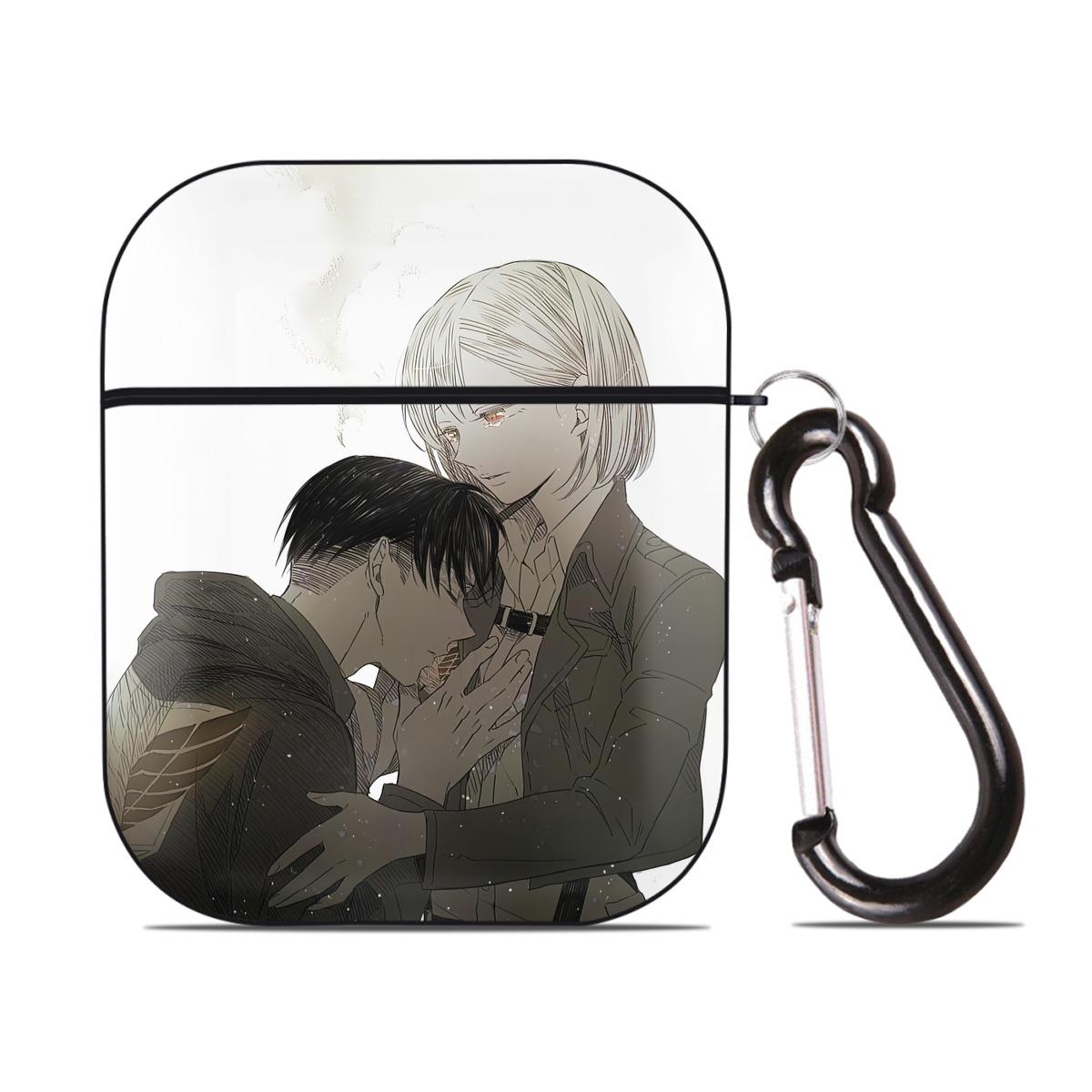 （画像用） 進撃の巨人 Attack on Titan AirPods 第2世代保護ケース ハードシェル ブラック 耐衝撃・防指紋・カラビナ付き