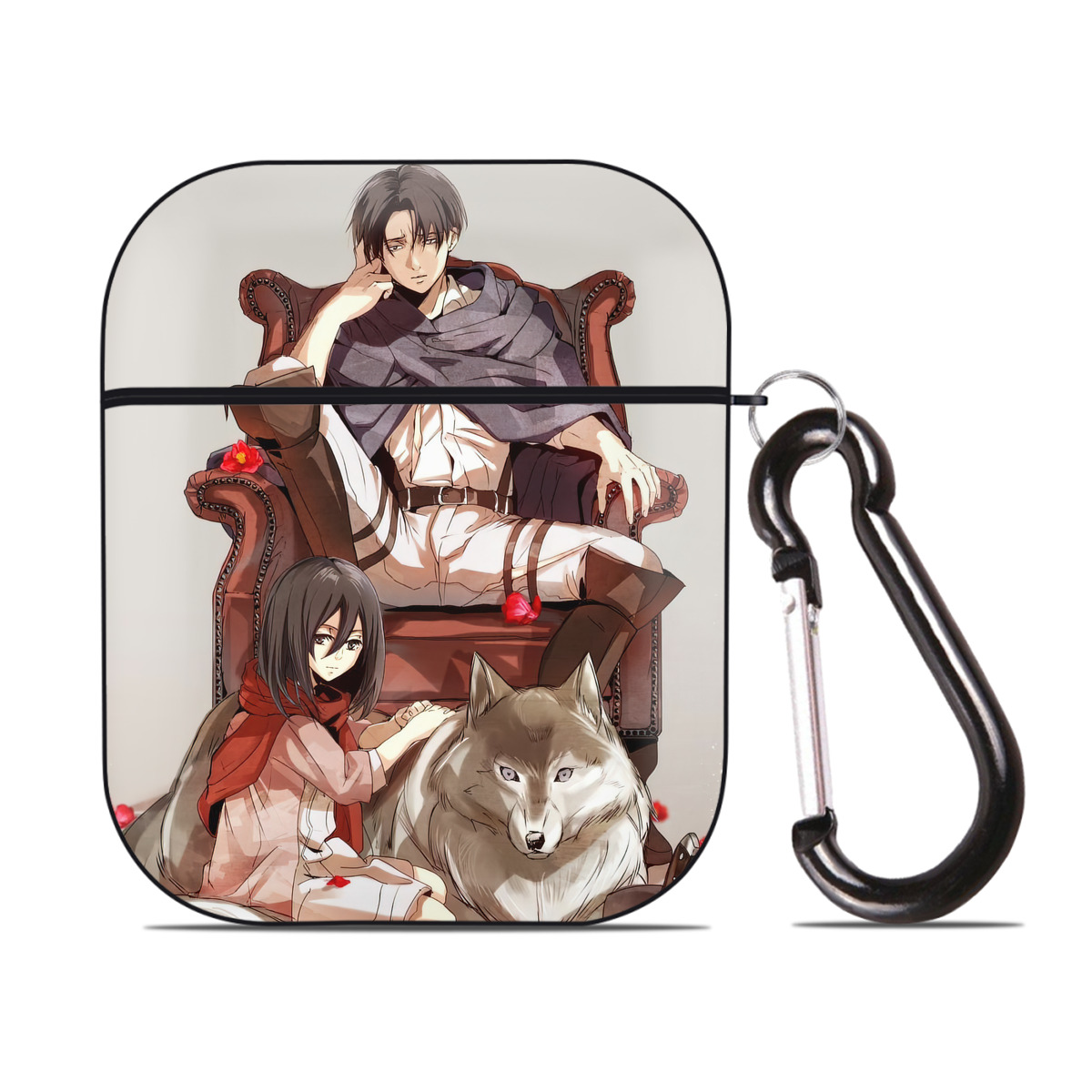 （画像用） 進撃の巨人 Attack on Titan AirPods 第2世代保護ケース ハードシェル ブラック 耐衝撃・防指紋・カラビナ付き