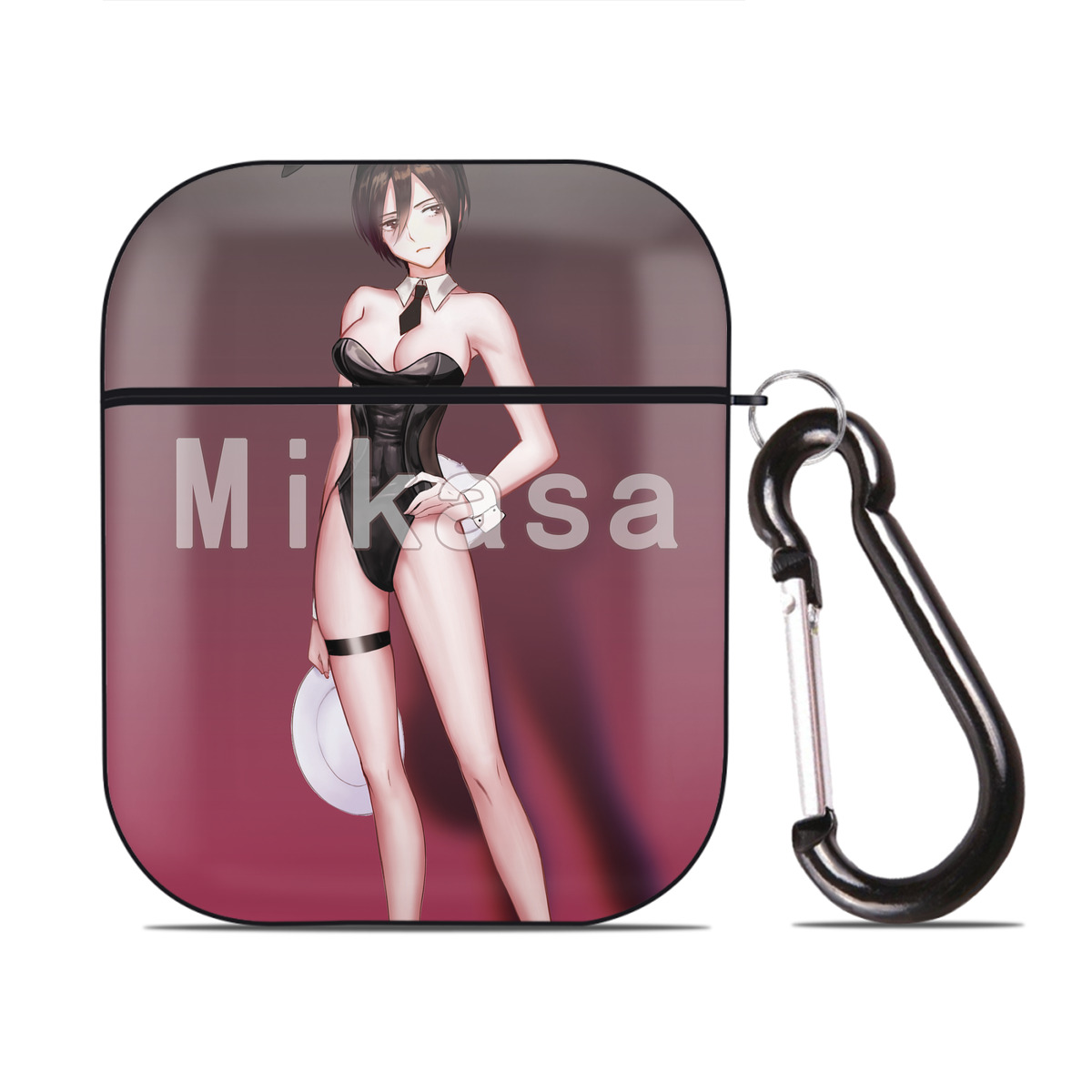 （画像用） 進撃の巨人 Attack on Titan AirPods 第2世代保護ケース ハードシェル ブラック 耐衝撃・防指紋・カラビナ付き