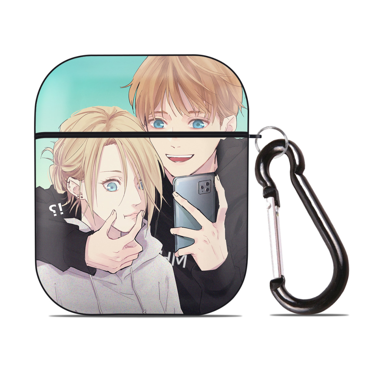 （画像用） 進撃の巨人 Attack on Titan AirPods 第2世代保護ケース ハードシェル ブラック 耐衝撃・防指紋・カラビナ付き