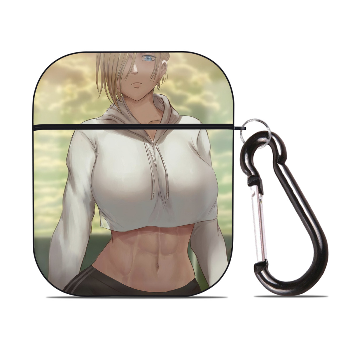 （画像用） 進撃の巨人 Attack on Titan AirPods 第2世代保護ケース ハードシェル ブラック 耐衝撃・防指紋・カラビナ付き