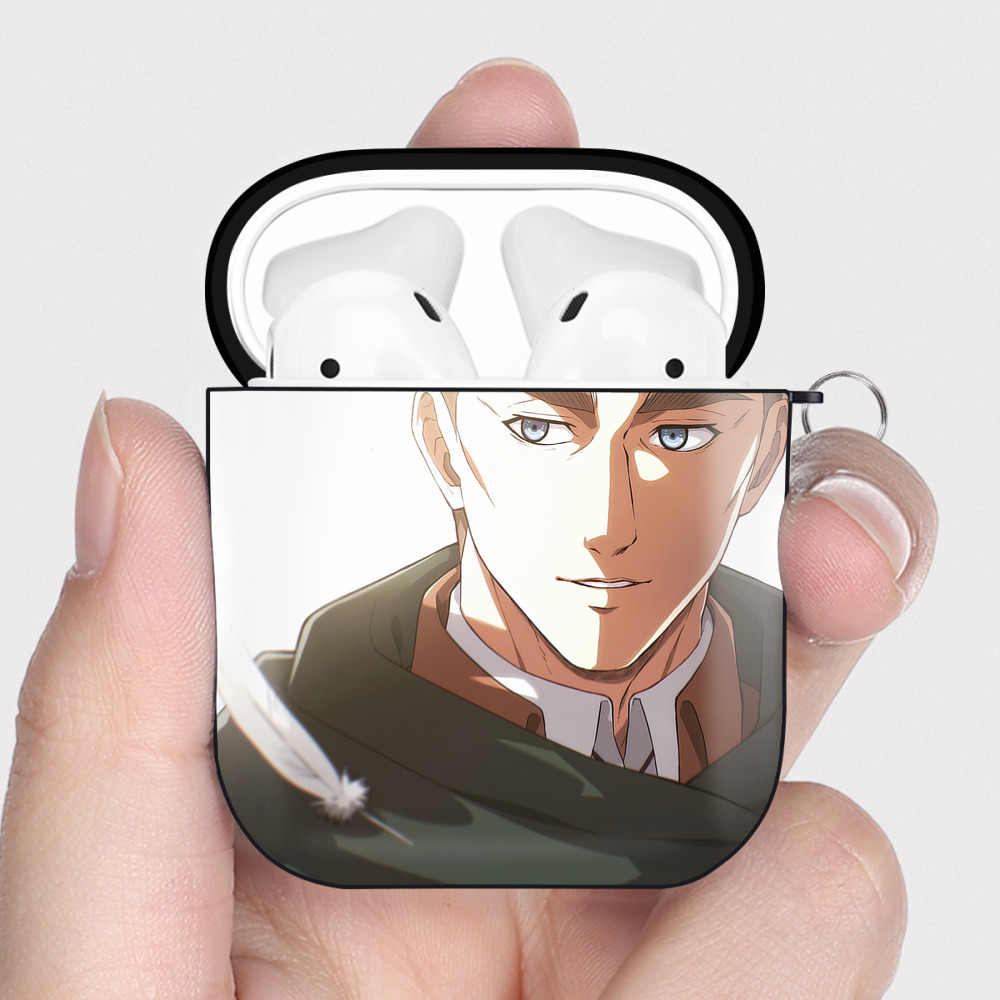 （画像用） 進撃の巨人 Attack on Titan AirPods 第2世代保護ケース ハードシェル ブラック 耐衝撃・防指紋・カラビナ付き