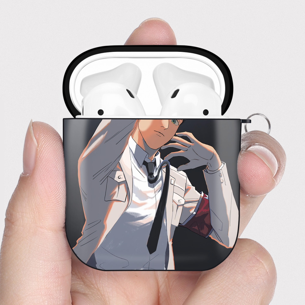 （画像用） 進撃の巨人 Attack on Titan AirPods 第2世代保護ケース ハードシェル ブラック 耐衝撃・防指紋・カラビナ付き