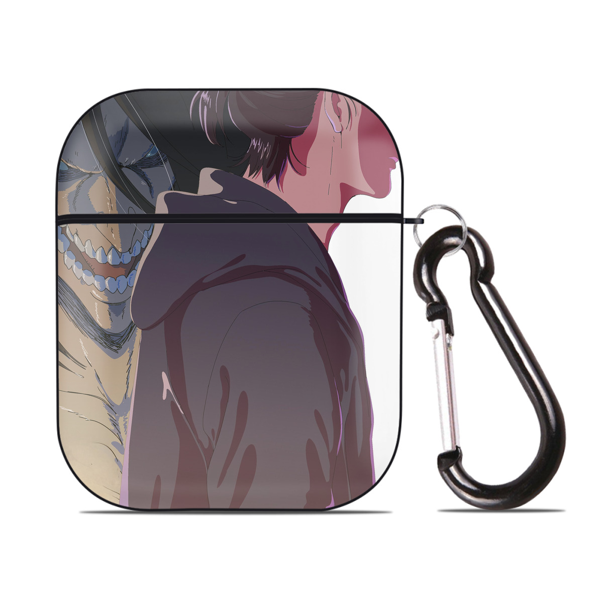 （画像用） 進撃の巨人 Attack on Titan AirPods 第2世代保護ケース ハードシェル ブラック 耐衝撃・防指紋・カラビナ付き