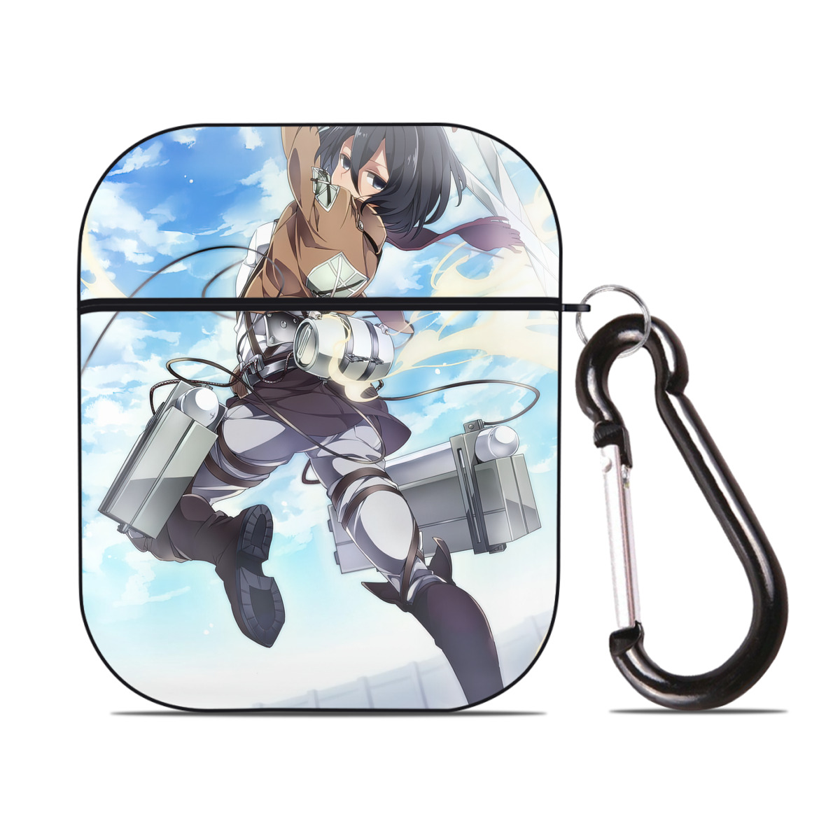 （画像用） 進撃の巨人 Attack on Titan AirPods 第2世代保護ケース ハードシェル ブラック 耐衝撃・防指紋・カラビナ付き