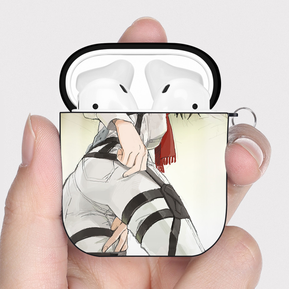 （画像用） 進撃の巨人 Attack on Titan AirPods 第2世代保護ケース ハードシェル ブラック 耐衝撃・防指紋・カラビナ付き