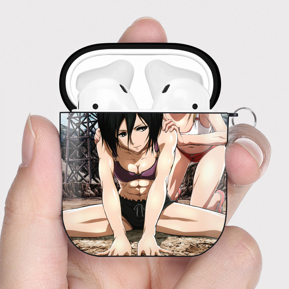 （画像用） 進撃の巨人 Attack on Titan AirPods 第2世代保護ケース ハードシェル ブラック 耐衝撃・防指紋・カラビナ付き