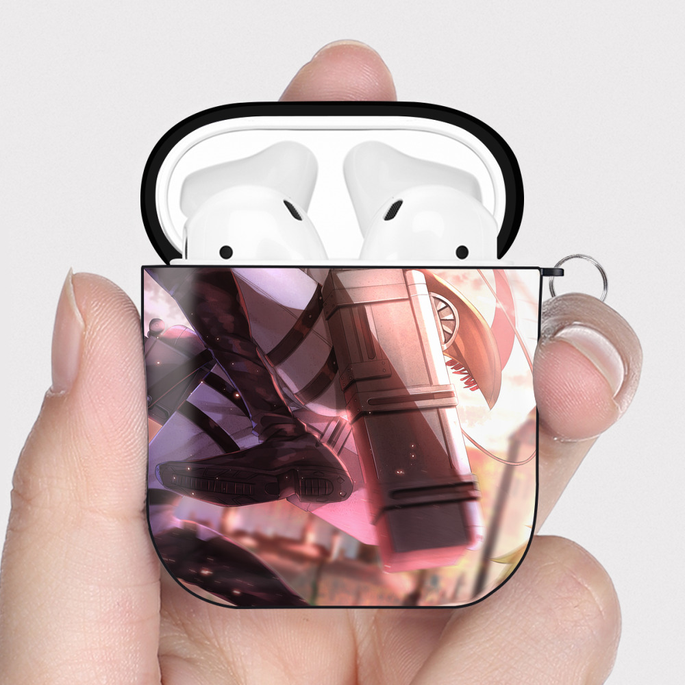 （画像用） 進撃の巨人 Attack on Titan AirPods 第2世代保護ケース ハードシェル ブラック 耐衝撃・防指紋・カラビナ付き