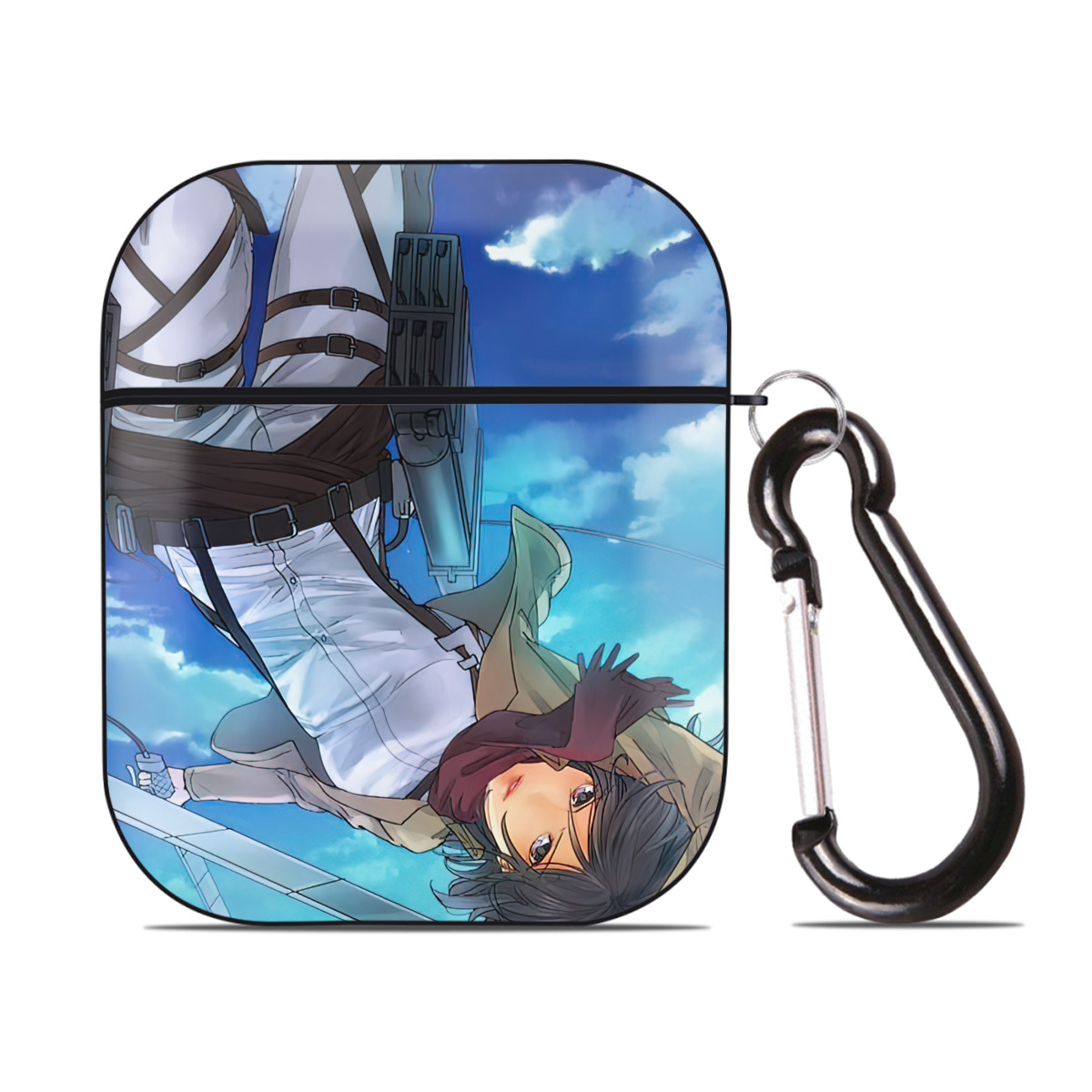 （画像用） 進撃の巨人 Attack on Titan AirPods 第2世代保護ケース ハードシェル ブラック 耐衝撃・防指紋・カラビナ付き