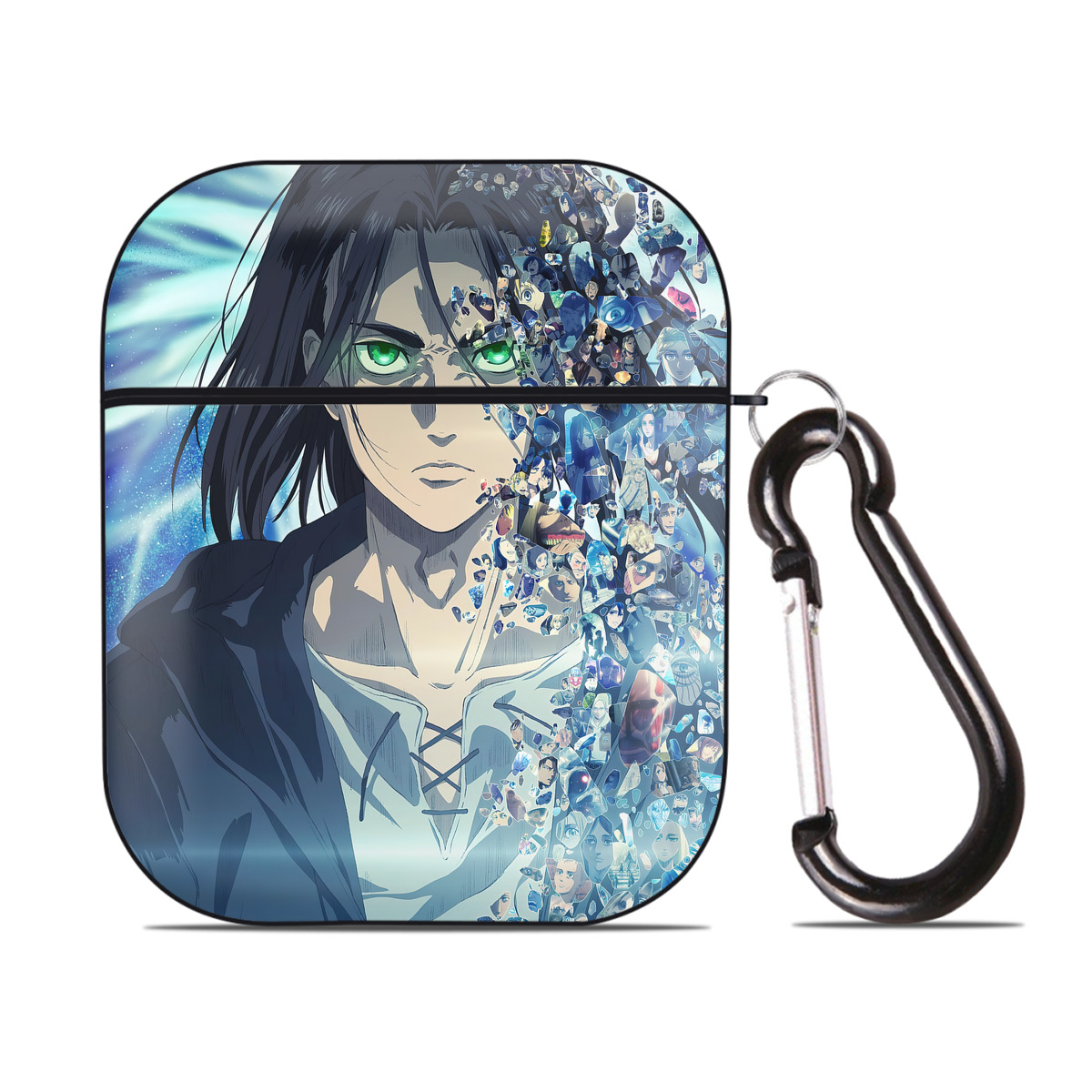 （画像用） 進撃の巨人 Attack on Titan AirPods 第2世代保護ケース ハードシェル ブラック 耐衝撃・防指紋・カラビナ付き