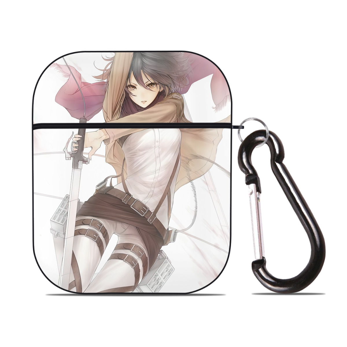 （画像用） 進撃の巨人 Attack on Titan AirPods 第2世代保護ケース ハードシェル ブラック 耐衝撃・防指紋・カラビナ付き