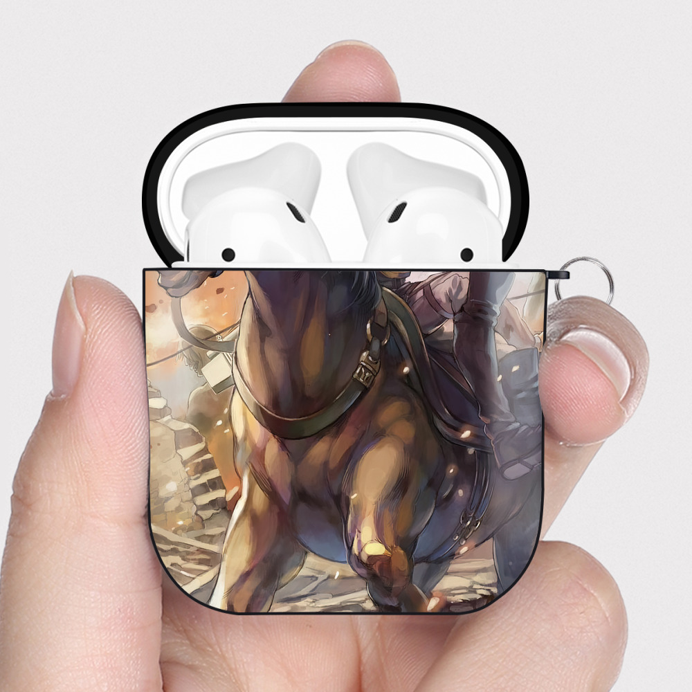 （画像用） 進撃の巨人 Attack on Titan AirPods 第2世代保護ケース ハードシェル ブラック 耐衝撃・防指紋・カラビナ付き