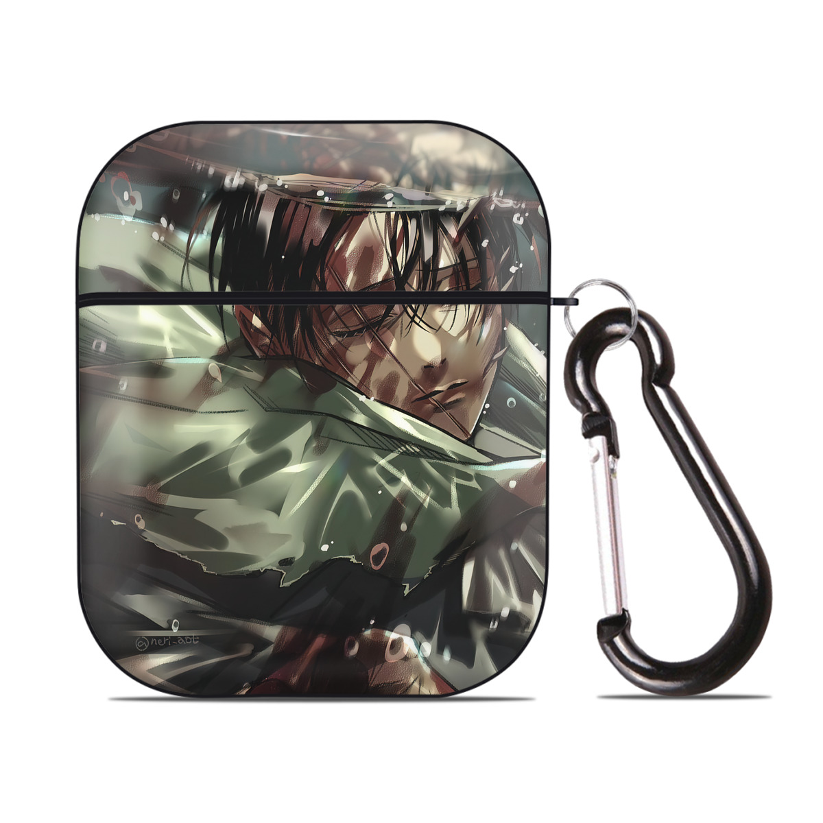 （画像用） 進撃の巨人 Attack on Titan AirPods 第2世代保護ケース ハードシェル ブラック 耐衝撃・防指紋・カラビナ付き