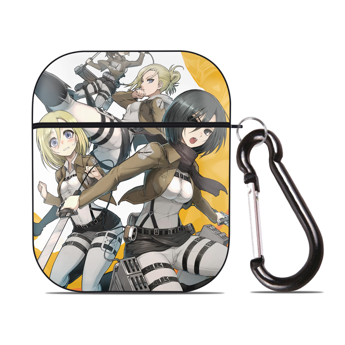 （画像用） 進撃の巨人 Attack on Titan AirPods 第2世代保護ケース ハードシェル ブラック 耐衝撃・防指紋・カラビナ付き